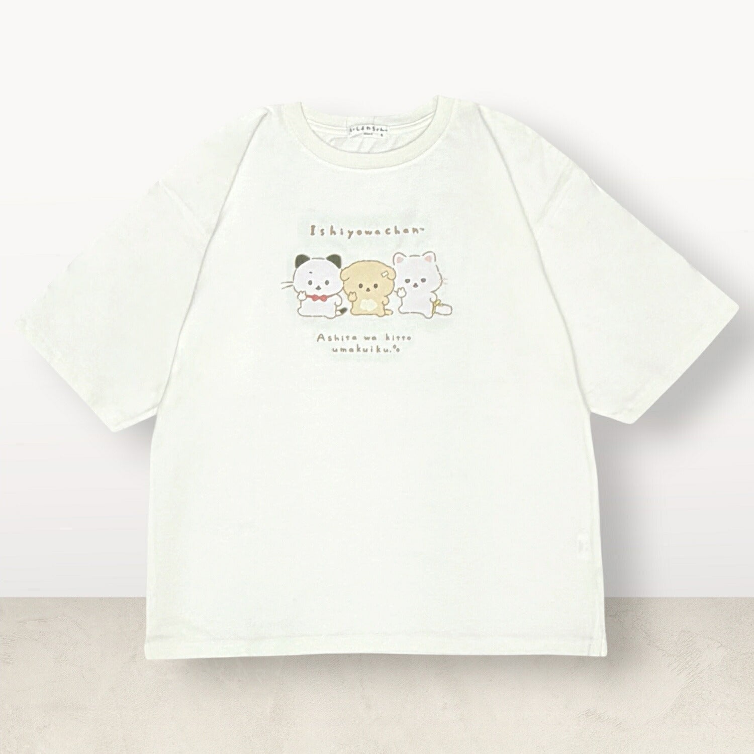 いしよわちゃん ゆったりシルエット 半袖 Ｔシャツ トップス プリント ドロップショルダー 天竺 綿 春夏 ic2162-45