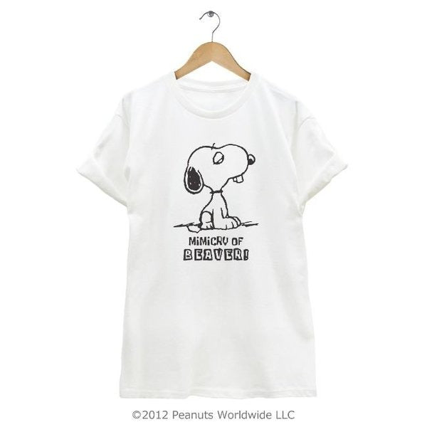 スヌーピー 前歯 出っ歯  半袖 Tシャツ メンズ レディース S M L LL ホワイト グレー ピンク サックス イエロー ベージュ 男女兼用 お揃い 親子 sn1-017