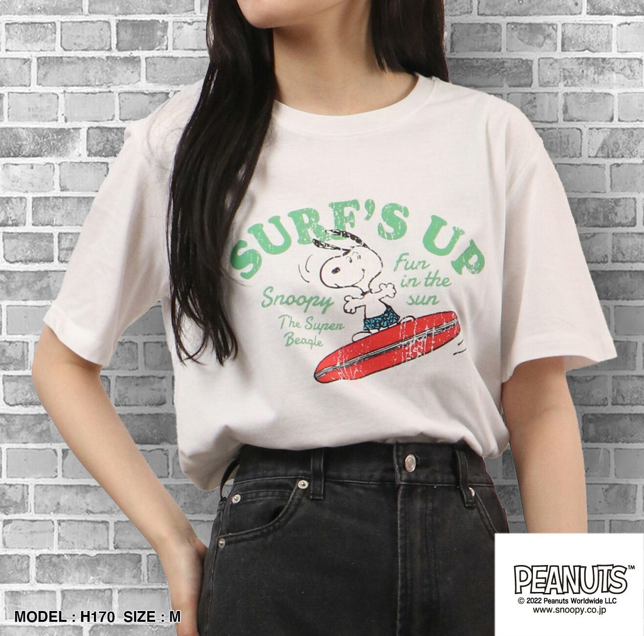 スヌーピー ピーナッツ Tシャツ トップス 半袖 サーフ プリント かすれ PEANUTS SNOOPY s1132-36