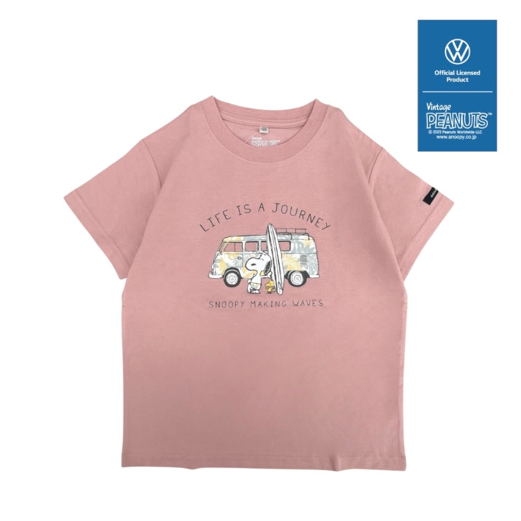 スヌーピー ピーナッツ フォルクス ワーゲン プリント キッズ 天竺 半袖 Tシャツ SNOOPY PEANUTS VOLKSWAGEN svw6152-156