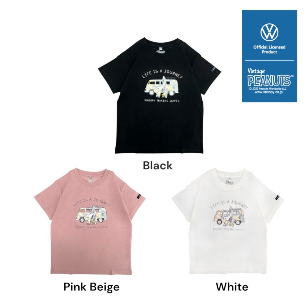スヌーピー ピーナッツ フォルクス ワーゲン プリント キッズ 天竺 半袖 Tシャツ SNOOPY PEANUTS VOLKSWAGEN svw6152-156