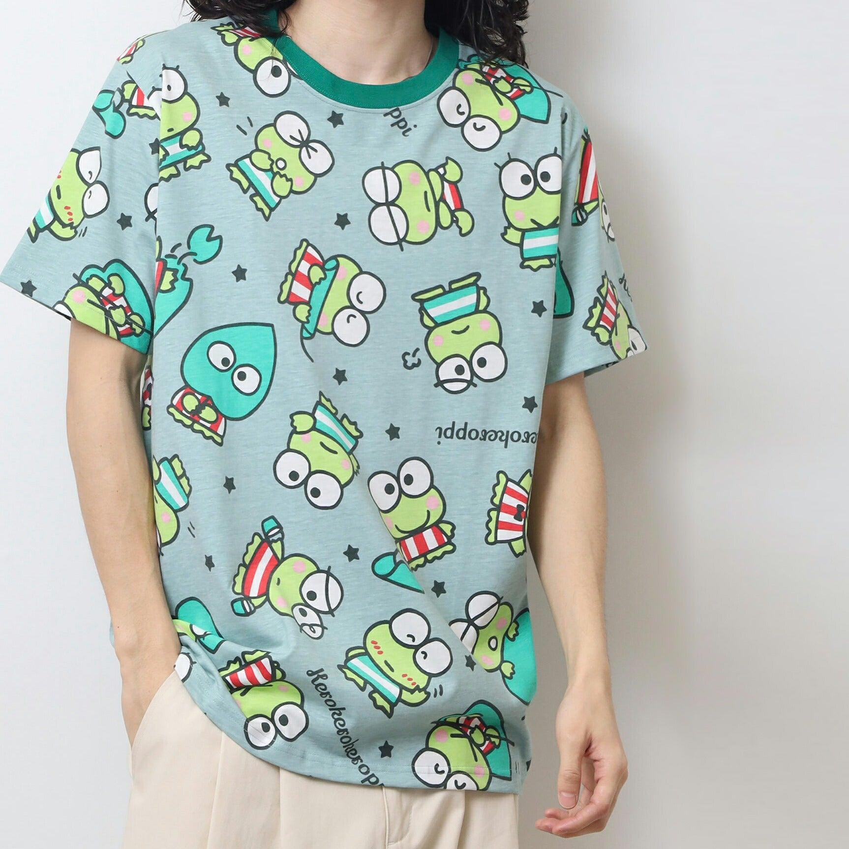けろけろけろっぴ Tシャツ 半袖 総柄 プリント トップス サンリオ キャラクターズ メンズ レディース kk1152-247