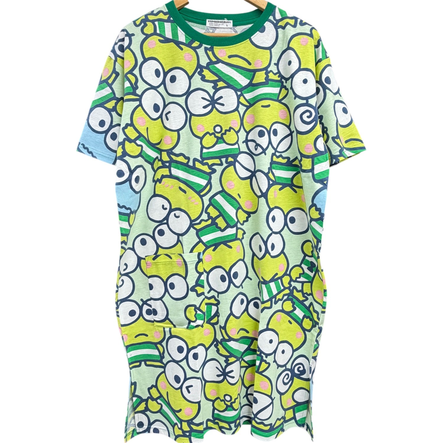 けろけろけろっぴ 半袖 総柄 スーパービッグ Tシャツ トップス ワンピース プリント 天竺 メンズ レディース 夏 サンリオ トップス kk1762-59