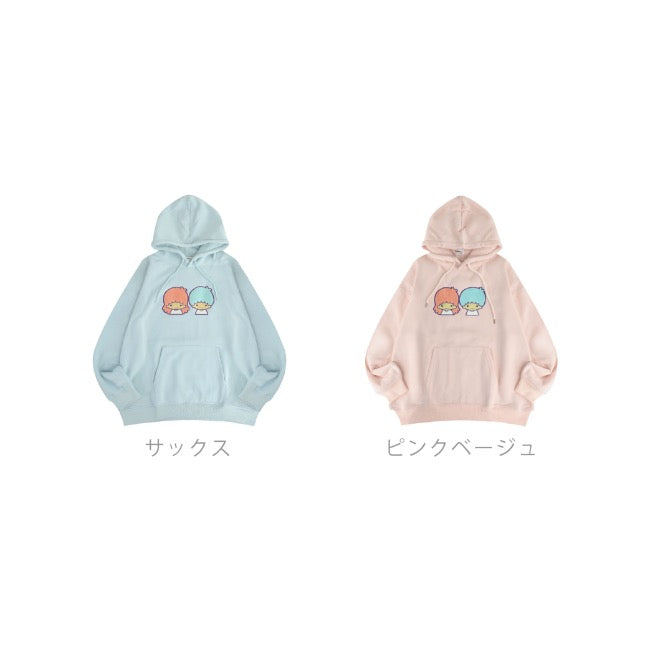 キキララ パーカー 裏起毛 オーバーサイズ 刺繍 ロゴ リトルツインスターズ サンリオ キャラクターズ メンズ レディース kl1344-161