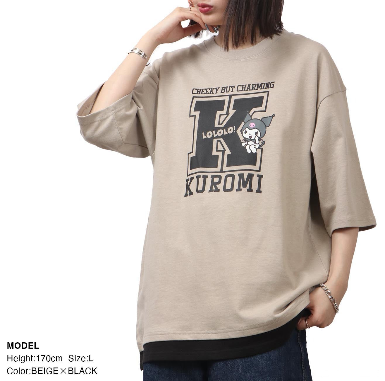 クロミ  Tシャツ 半袖 ドロップショルダー トップス プリント サンリオ キャラクターズ ku1132-363