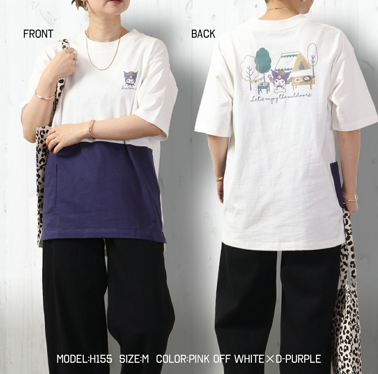 クロミ ビッグシルエット Tシャツ 半袖 ポケット付 Kuromi サンリオ キャラクターズ ku1132-365