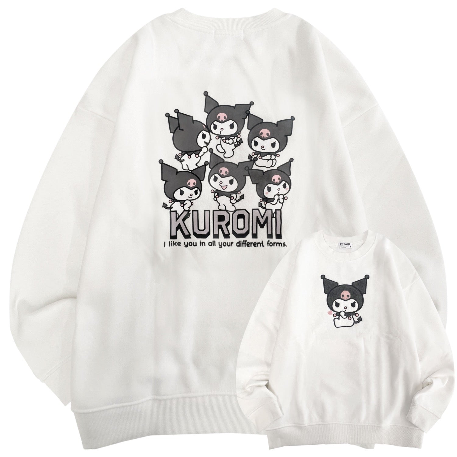 クロミ サガラ刺繍 裏起毛ビッグシルエット トレーナー オーバーサイズ  サンリオ プリント Sanrio ku1354-91