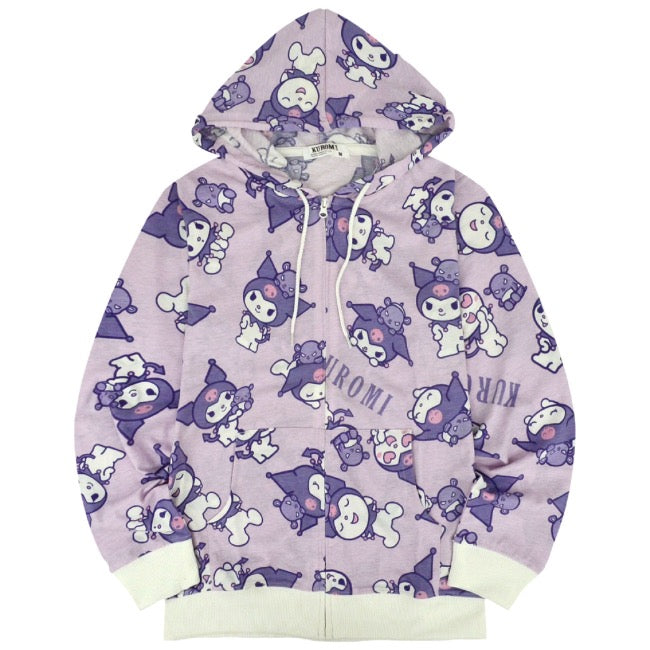 クロミ ジップ パーカー 総柄 天竺 サンリオ キャラクターズ レディース メンズ ku1842-295