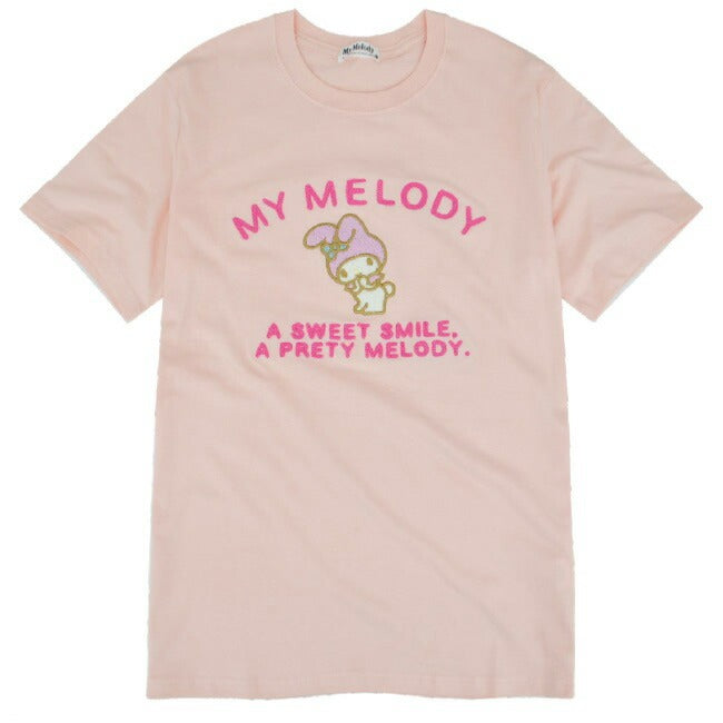 マイメロディ マイメロ 刺繍 Tシャツ 半袖 春夏   チェーンステッチ mm1132-347