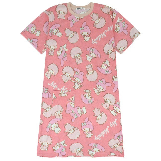 マイメロディ Tシャツ マイメロ ルームウェア 部屋着 半袖 ワンピース ビッグ サイズ サンリオ キャラクターズ プリントレディース mm1142-302