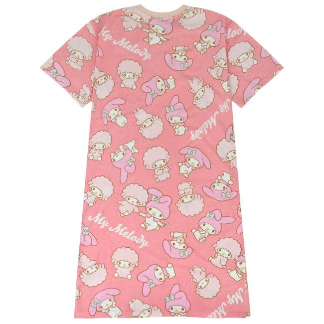 マイメロディ Tシャツ マイメロ ルームウェア 部屋着 半袖 ワンピース ビッグ サイズ サンリオ キャラクターズ プリントレディース mm1142-302