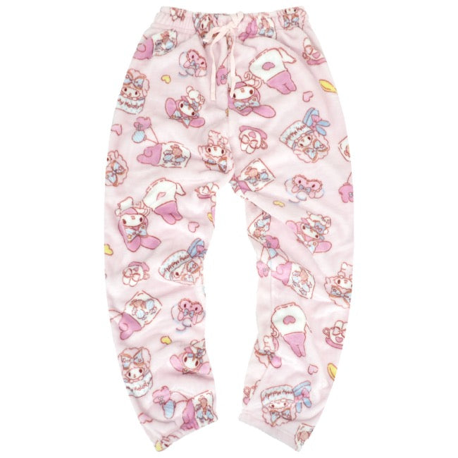 マイメロディ トレーナー スウェット パンツ フリース 総柄 セットアップ ルームウェア 部屋着 パジャマ サンリオ キャラクターズ mm1644-98