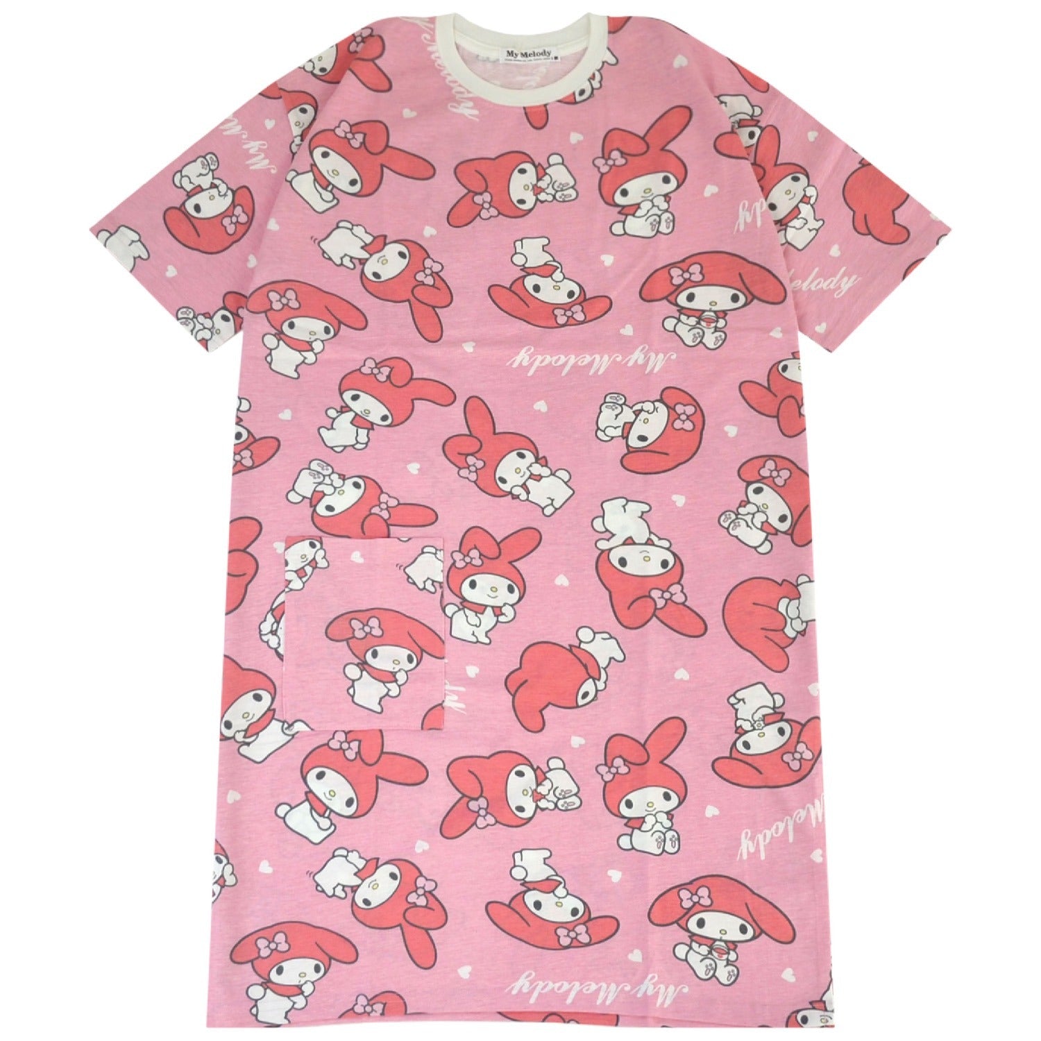 マイメロディ Tシャツ ワンピース 半袖 総柄 部屋着 ルームウェア サンリオ キャラクターズ レディース mm1752-254