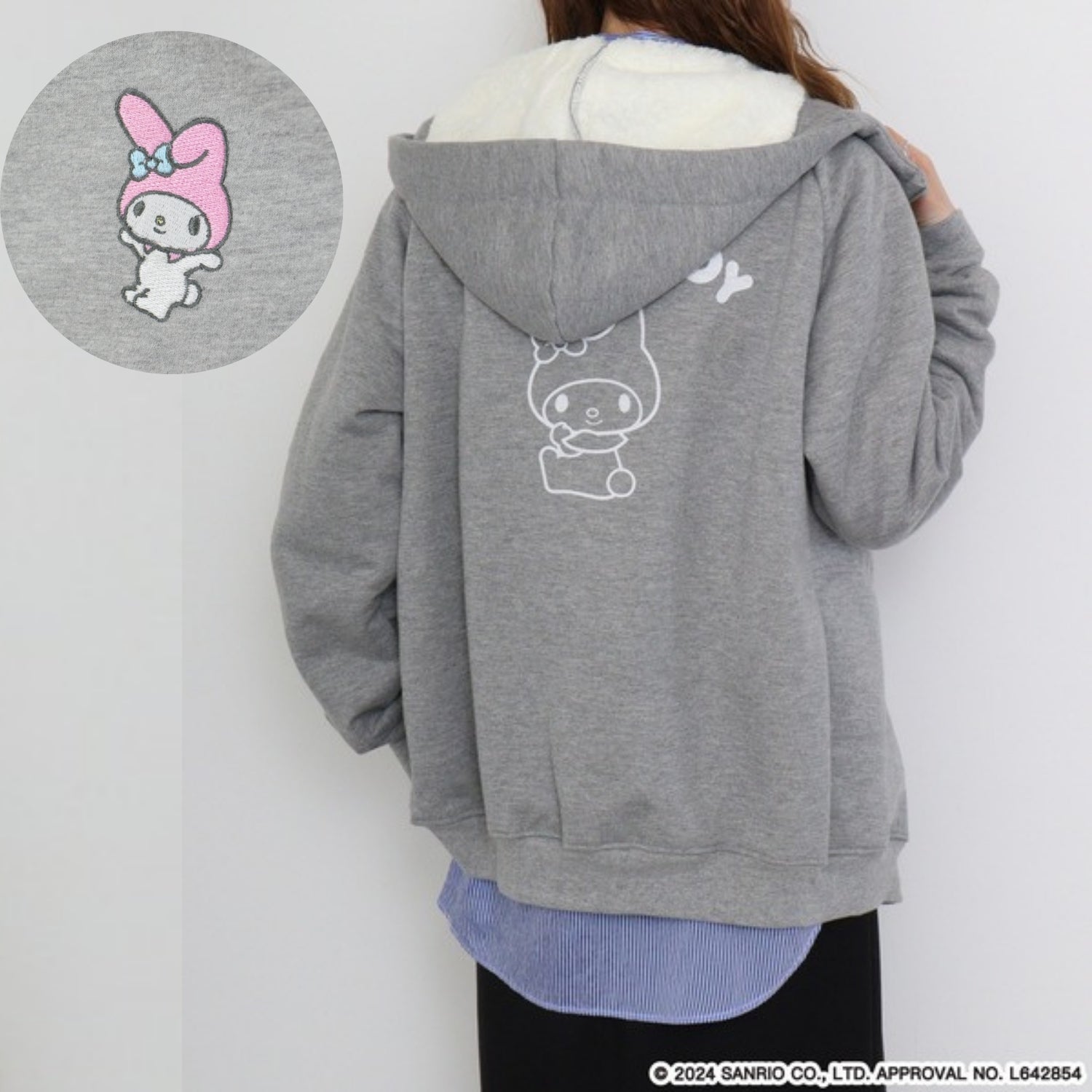 Sanrio characters ロング丈 裏ボア パーカー マイメロディ サンリオ キャラクターズ mm1824-709