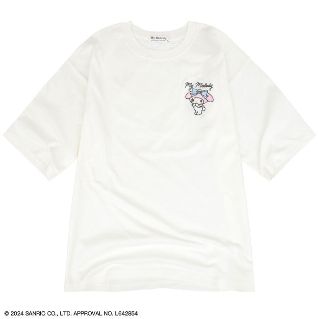 マイメロディ Tシャツ 半袖  オーバーサイズ プリント 刺繍 サンリオ キャラクターズ mm2142-213