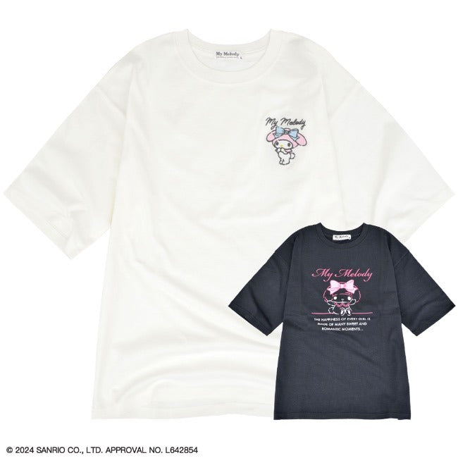 マイメロディ Tシャツ 半袖  オーバーサイズ プリント 刺繍 サンリオ キャラクターズ mm2142-213