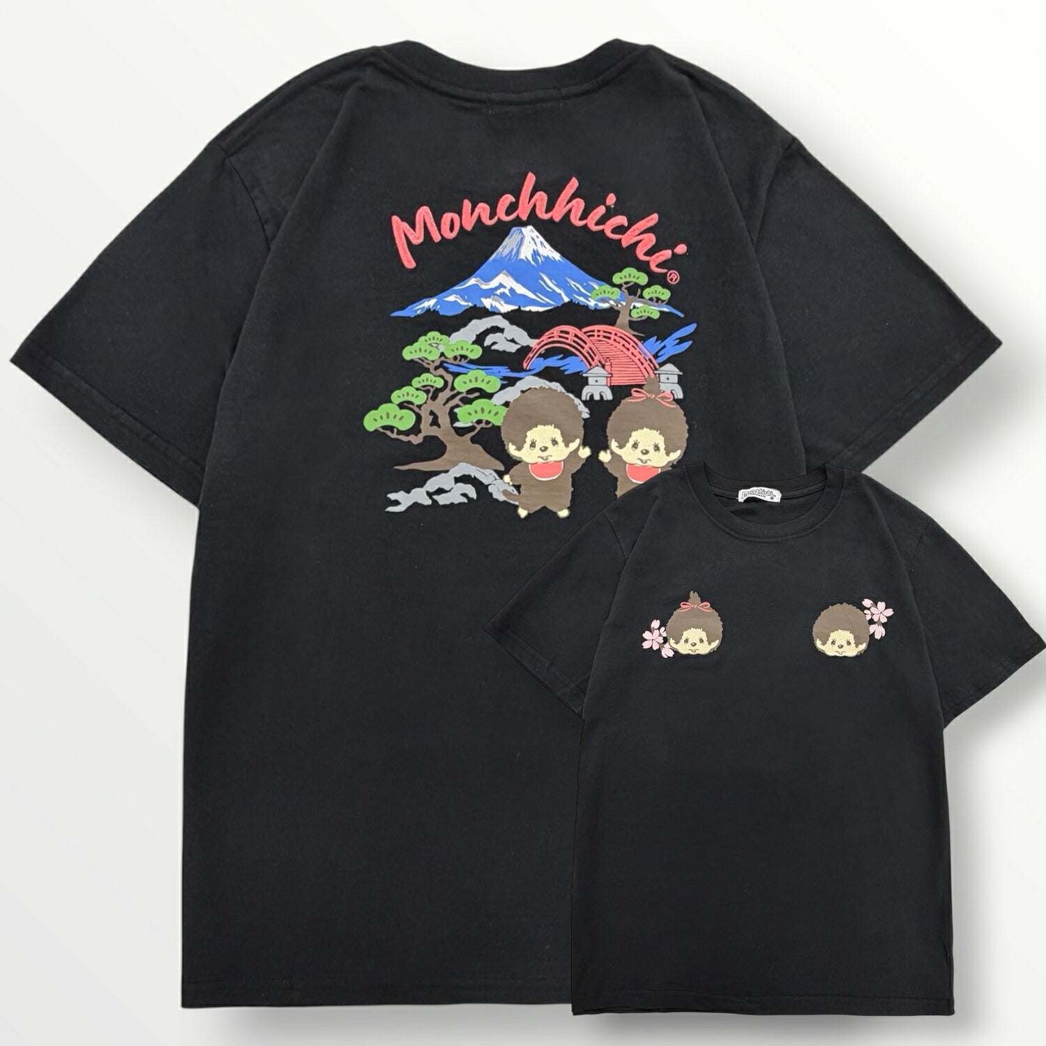 モンチッチ 半袖 Tシャツ 和柄 刺繍 バックプリント トップス 天竺 綿 レディース メンズ 春 夏 monchhichi