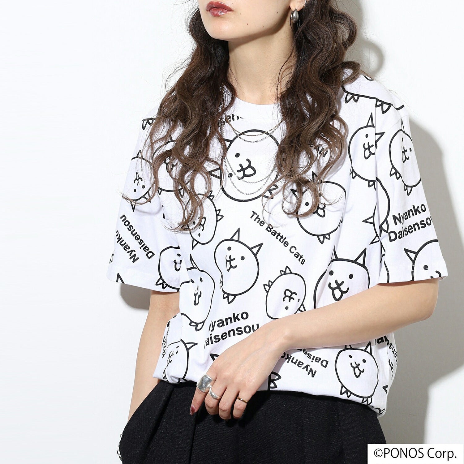 にゃんこ大戦争 Tシャツ 半袖 プリント 総柄 トップス メンズ レディース nd1152-025