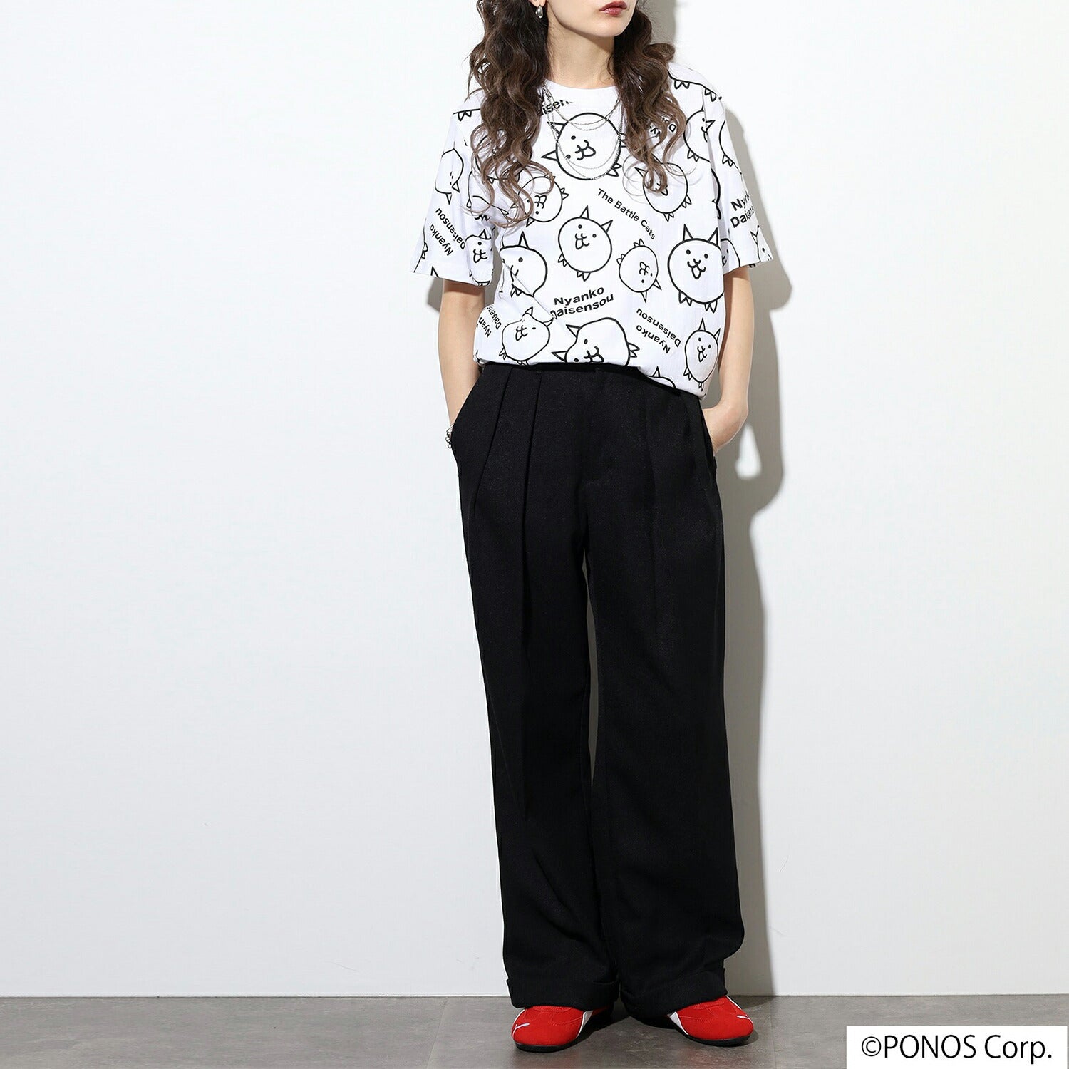 にゃんこ大戦争 Tシャツ 半袖 プリント 総柄 トップス メンズ レディース nd1152-025