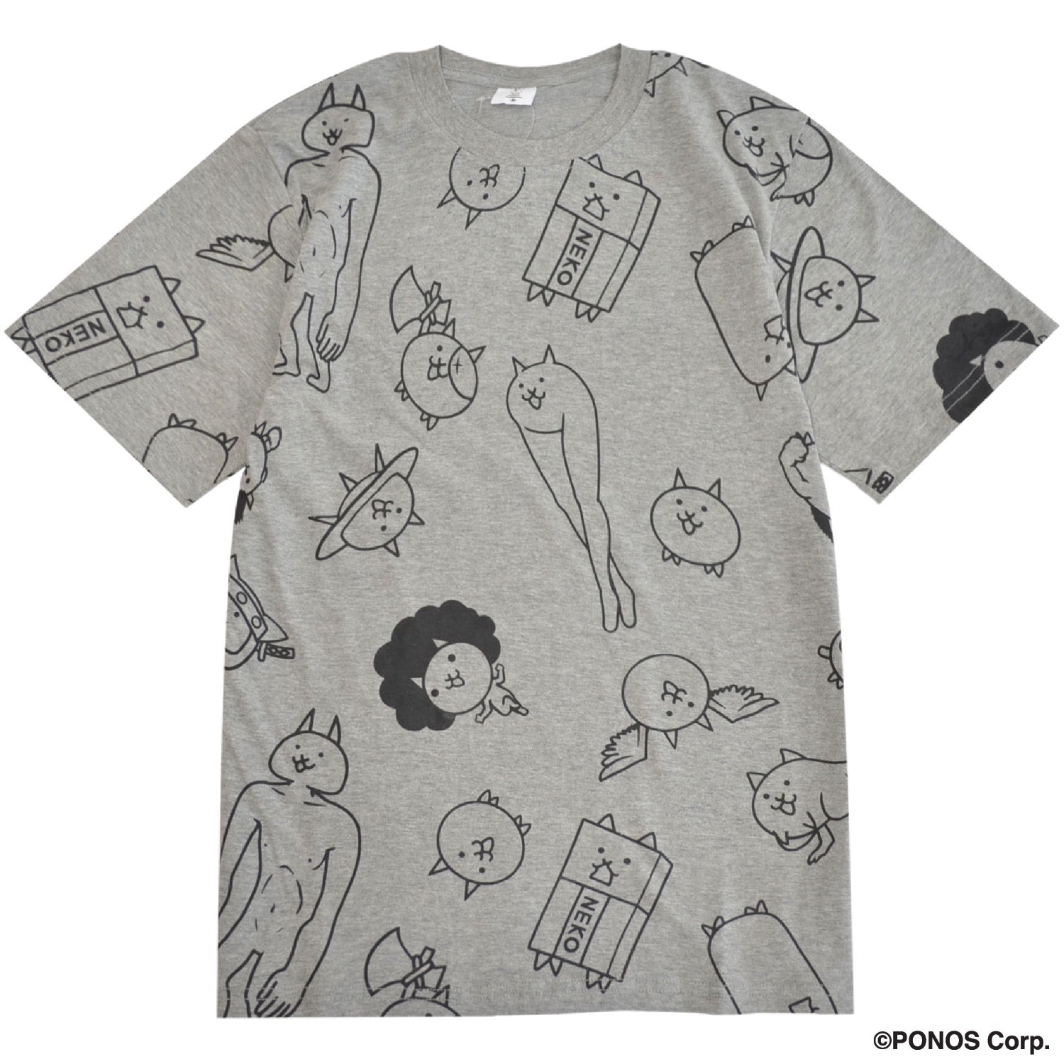 にゃんこ大戦争 Tシャツ 半袖  プリント 総柄 トップス メンズ レディース nd1152-026