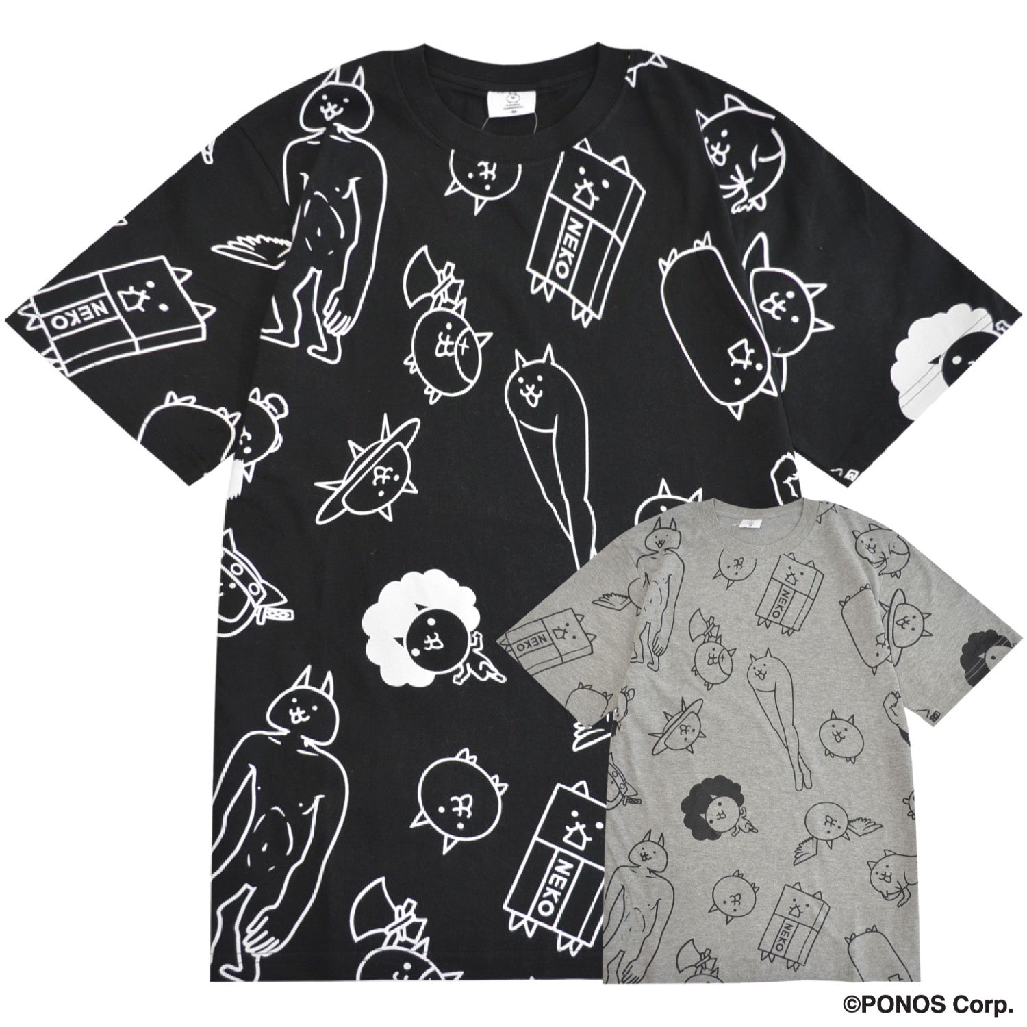 にゃんこ大戦争 Tシャツ 半袖  プリント 総柄 トップス メンズ レディース nd1152-026