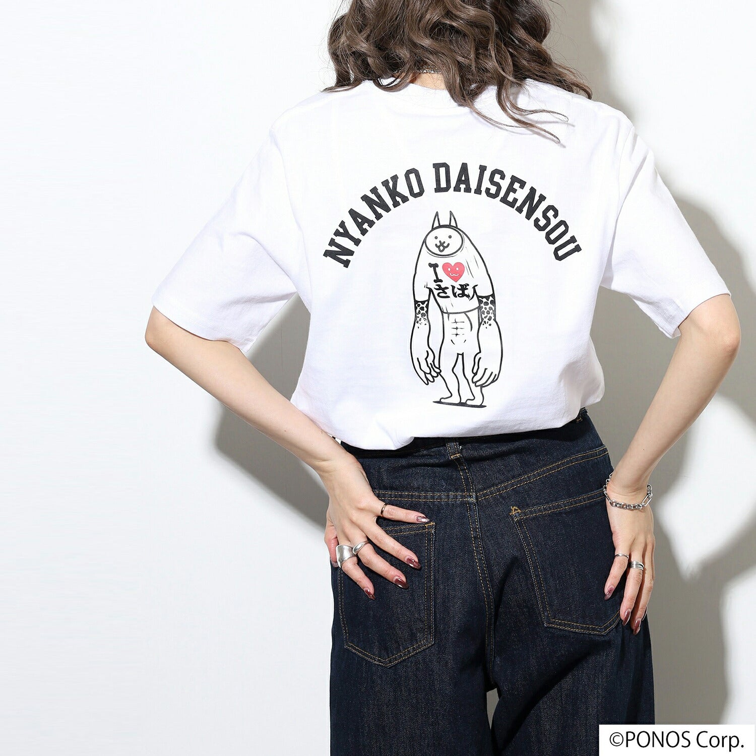 にゃんこ大戦争 Tシャツ 半袖  プリント アイラブさば ポケット付き トップス メンズ レディース nd1152-027