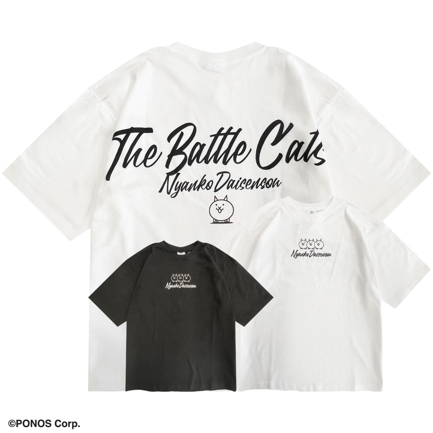 にゃんこ大戦争 Tシャツ 半袖  オーバーサイズ プリント ストリートトップス メンズ レディース nd1152-031