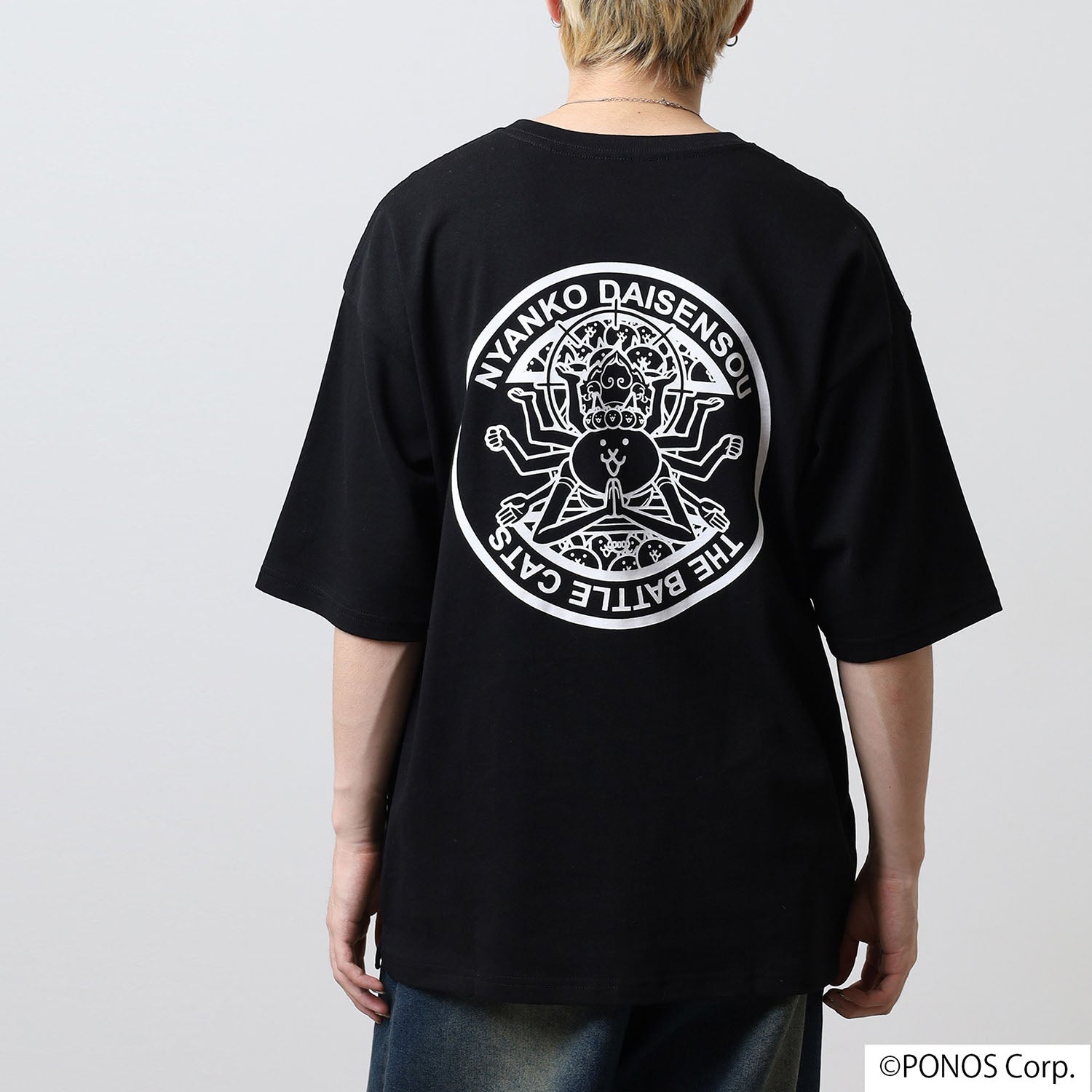 にゃんこ大戦争 Tシャツ 半袖  オーバーサイズ プリント ストリートトップス メンズ レディース nd1152-032