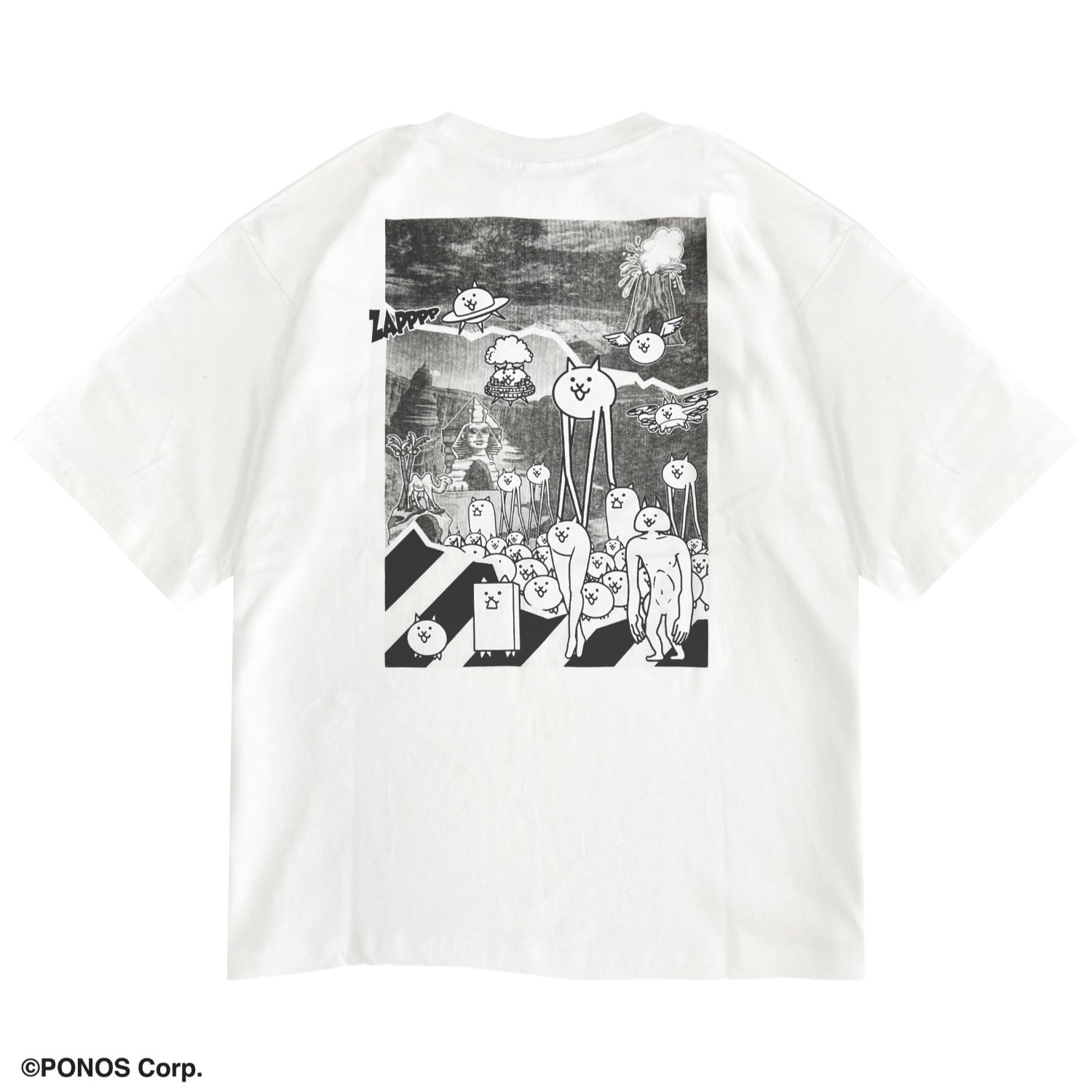 にゃんこ大戦争 Tシャツ 半袖  オーバーサイズ プリント ストリートトップス メンズ レディース nd1152-033