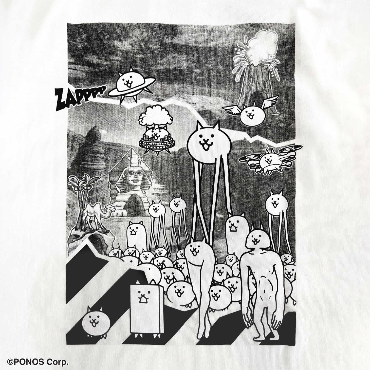 にゃんこ大戦争 Tシャツ 半袖  オーバーサイズ プリント ストリートトップス メンズ レディース nd1152-033