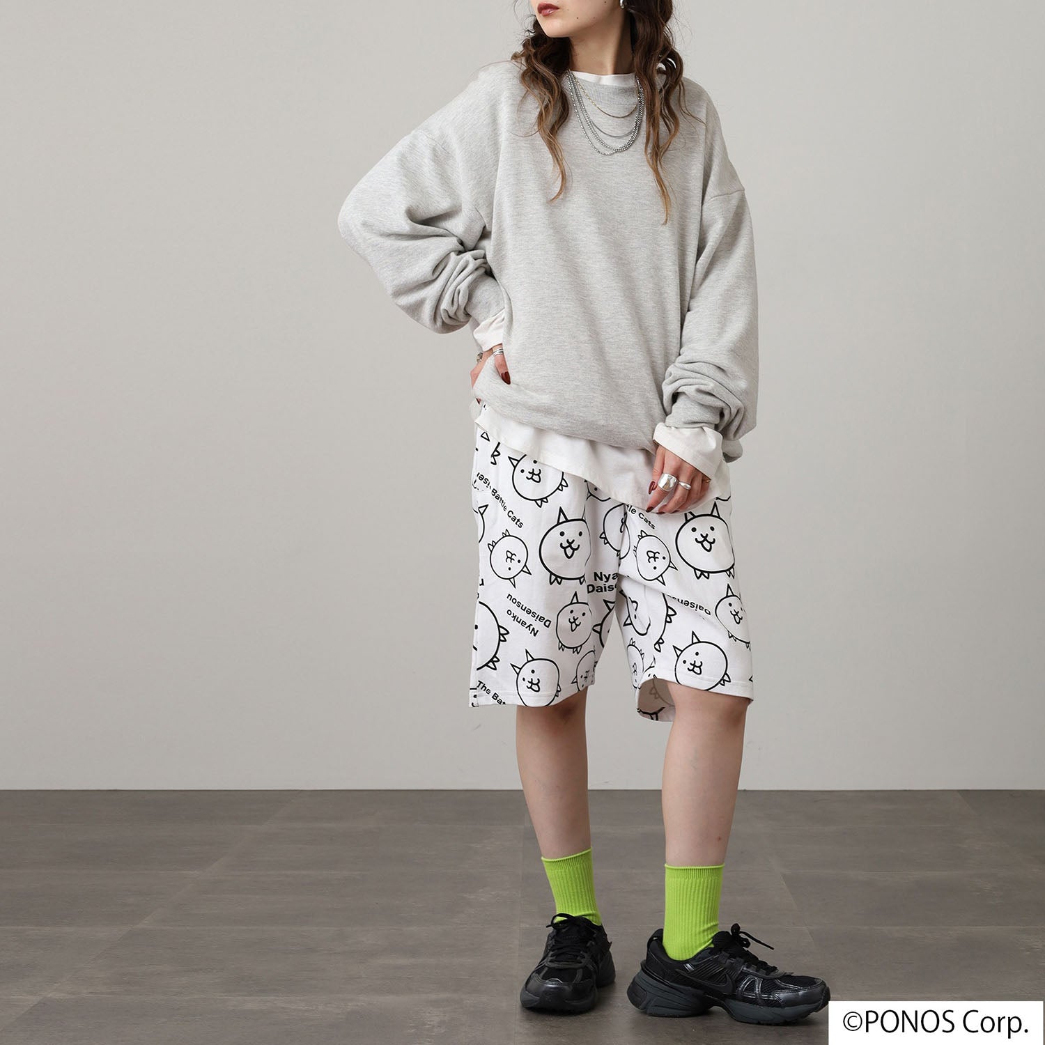 にゃんこ大戦争 ハーフパンツ 総柄 プリント ボトムス メンズ