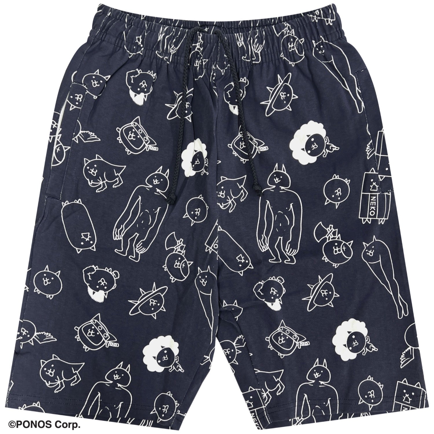 にゃんこ大戦争 総柄 ハーフパンツ メンズ レディース ユニセックス 天竺 ルームウェア 部屋着 夏 パジャマ ショートパンツ キャラクター グッズ nd1452-030