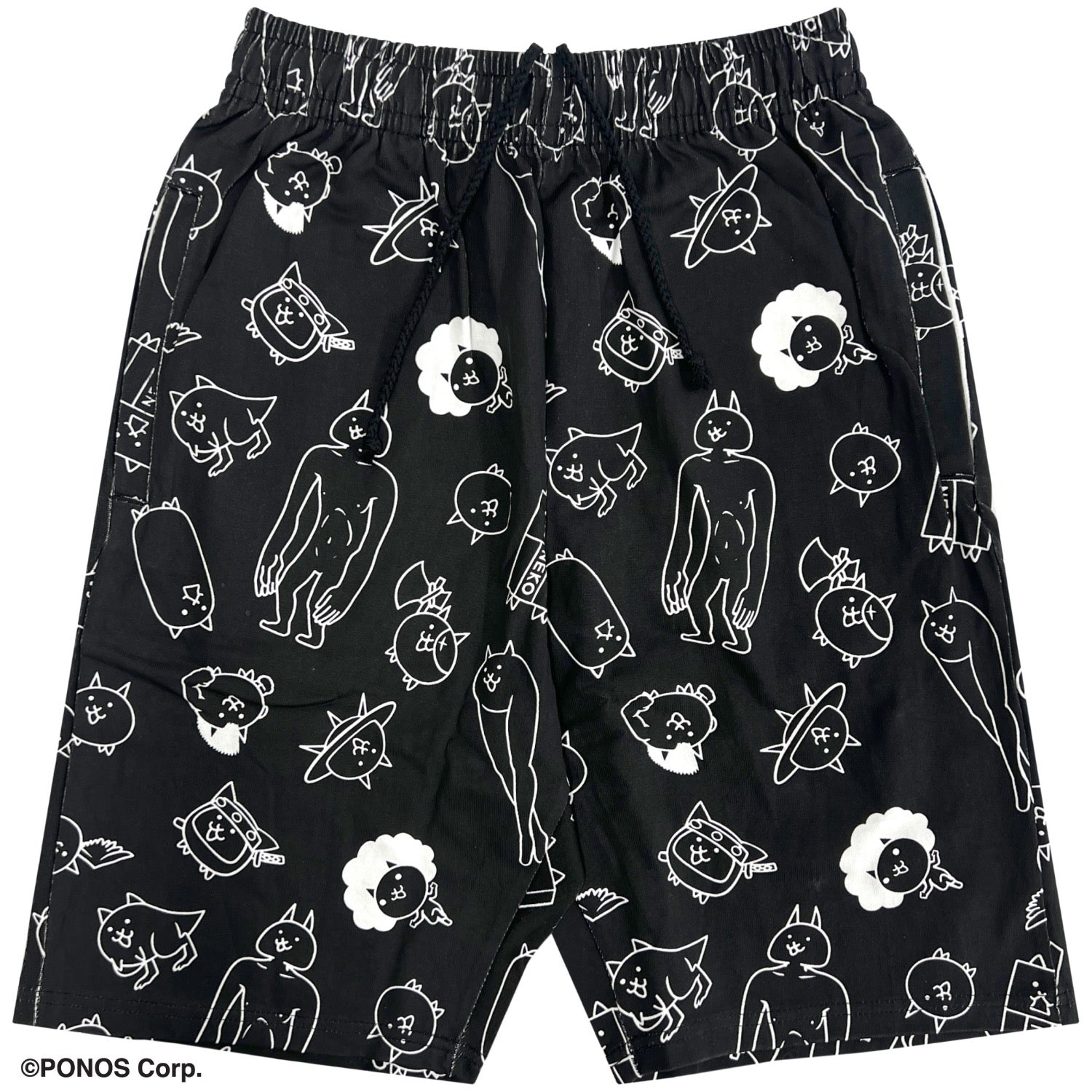 にゃんこ大戦争 総柄 ハーフパンツ メンズ レディース ユニセックス 天竺 ルームウェア 部屋着 夏 パジャマ ショートパンツ キャラクター グッズ nd1452-030