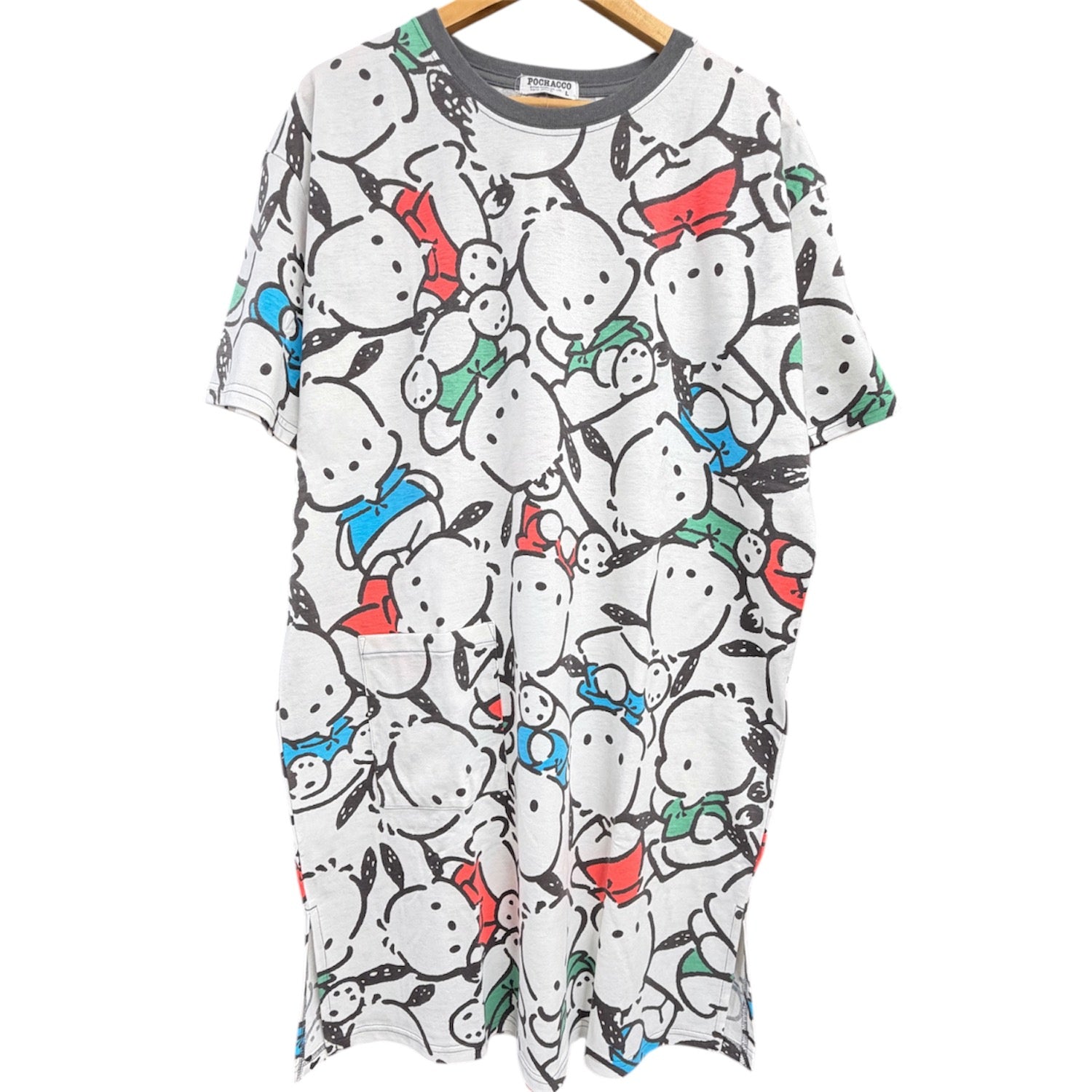 ポチャッコ 半袖 総柄 スーパービッグ Tシャツ プリント トップス ワンピース 天竺 メンズ レディース 夏 サンリオ キャラクターズ pc1762-60