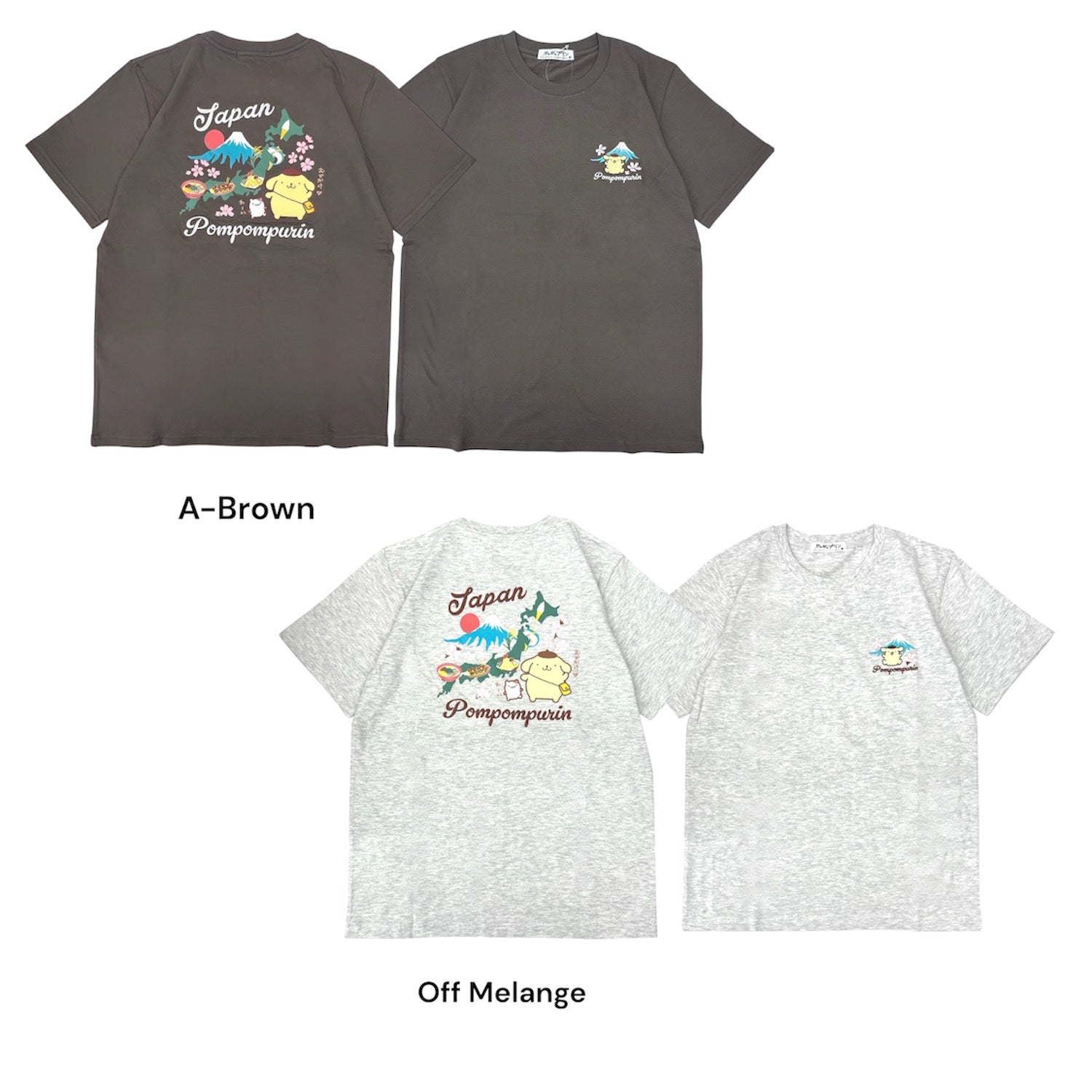 ポムポムプリン 和柄 半袖 Ｔシャツ 刺繍 バックプリント 天竺 メンズ レディース サンリオ キャラクターズ sanrio pp1162-72