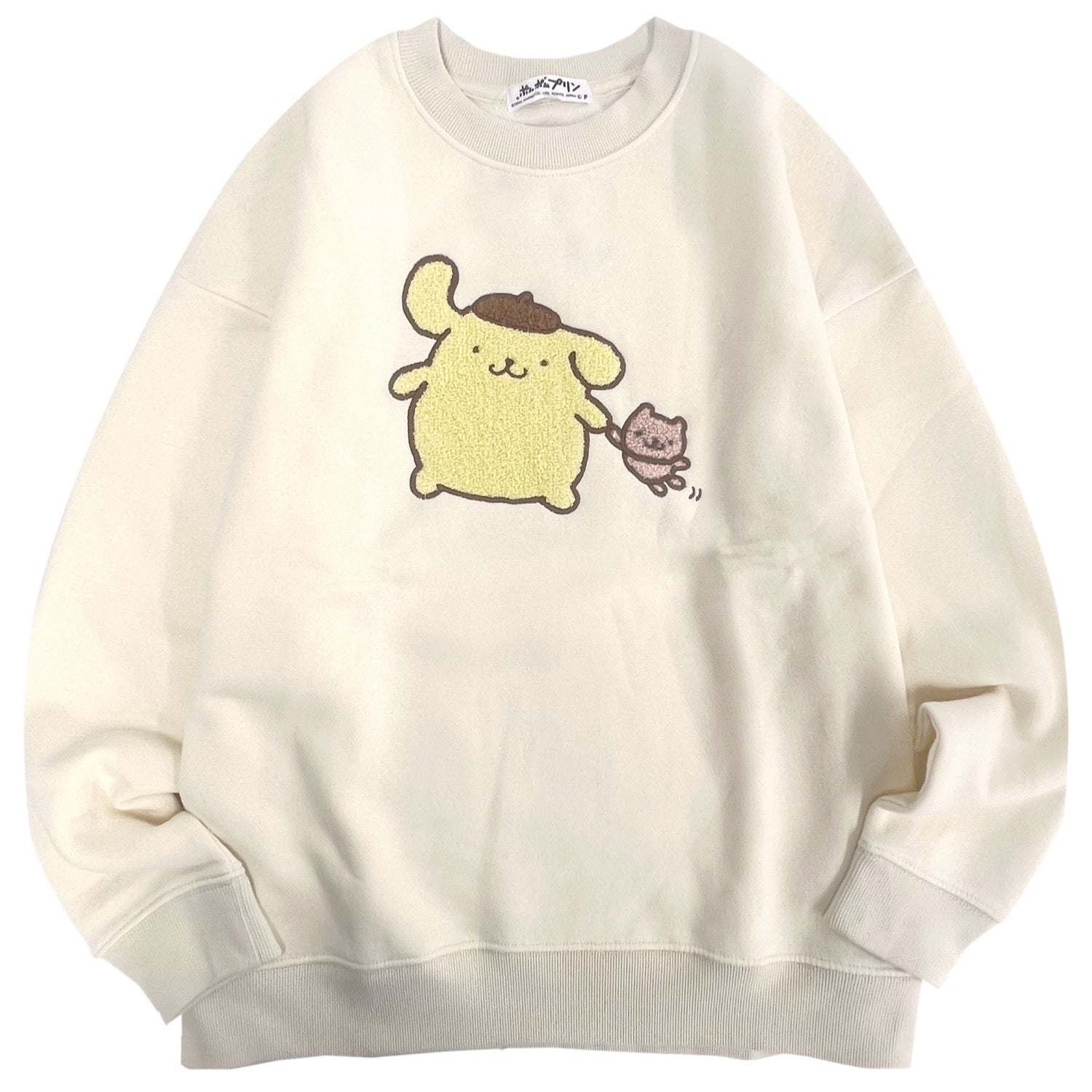 ポムポムプリン サガラ刺繍 裏起毛ビッグシルエット トレーナー オーバーサイズ  サンリオ プリント Sanrio pp1354-96