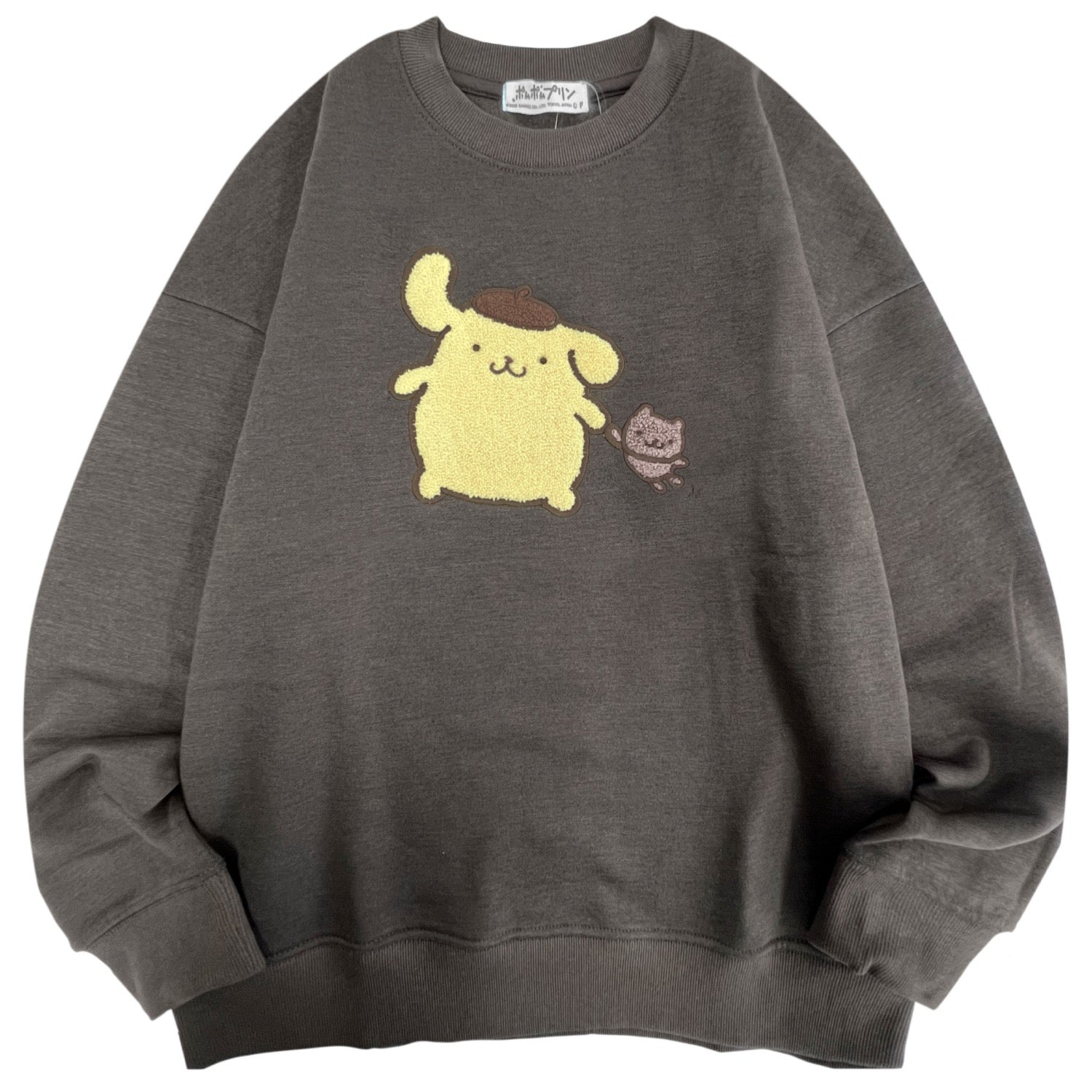 ポムポムプリン サガラ刺繍 裏起毛ビッグシルエット トレーナー オーバーサイズ  サンリオ プリント Sanrio pp1354-96