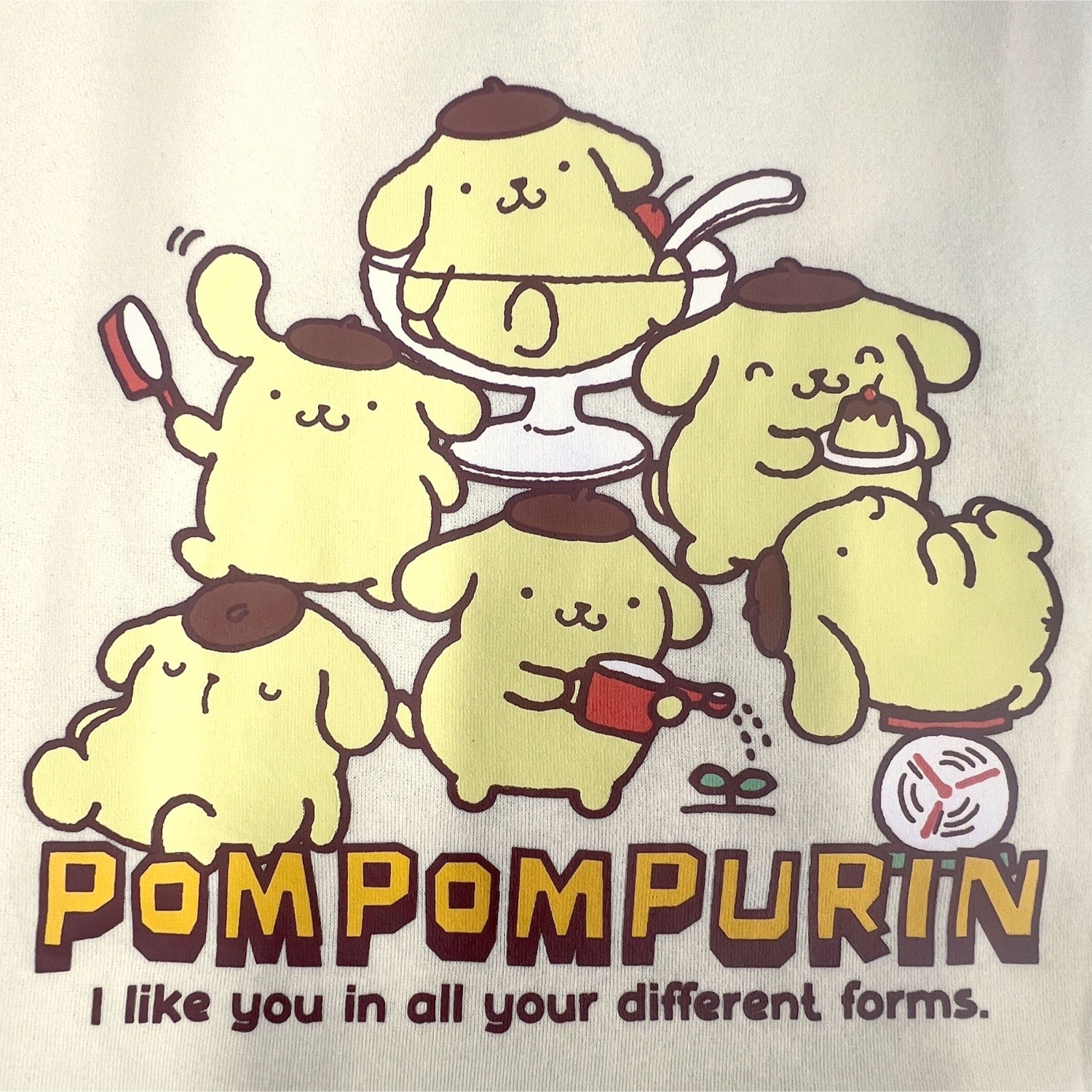 ポムポムプリン サガラ刺繍 裏起毛ビッグシルエット トレーナー オーバーサイズ  サンリオ プリント Sanrio pp1354-96