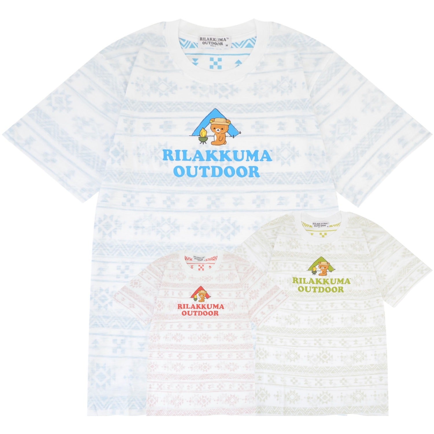 リラックマ サンエックス ピグメント 総柄 アウトドア Tシャツ 半袖 プリント トップス San-X rk1152-170
