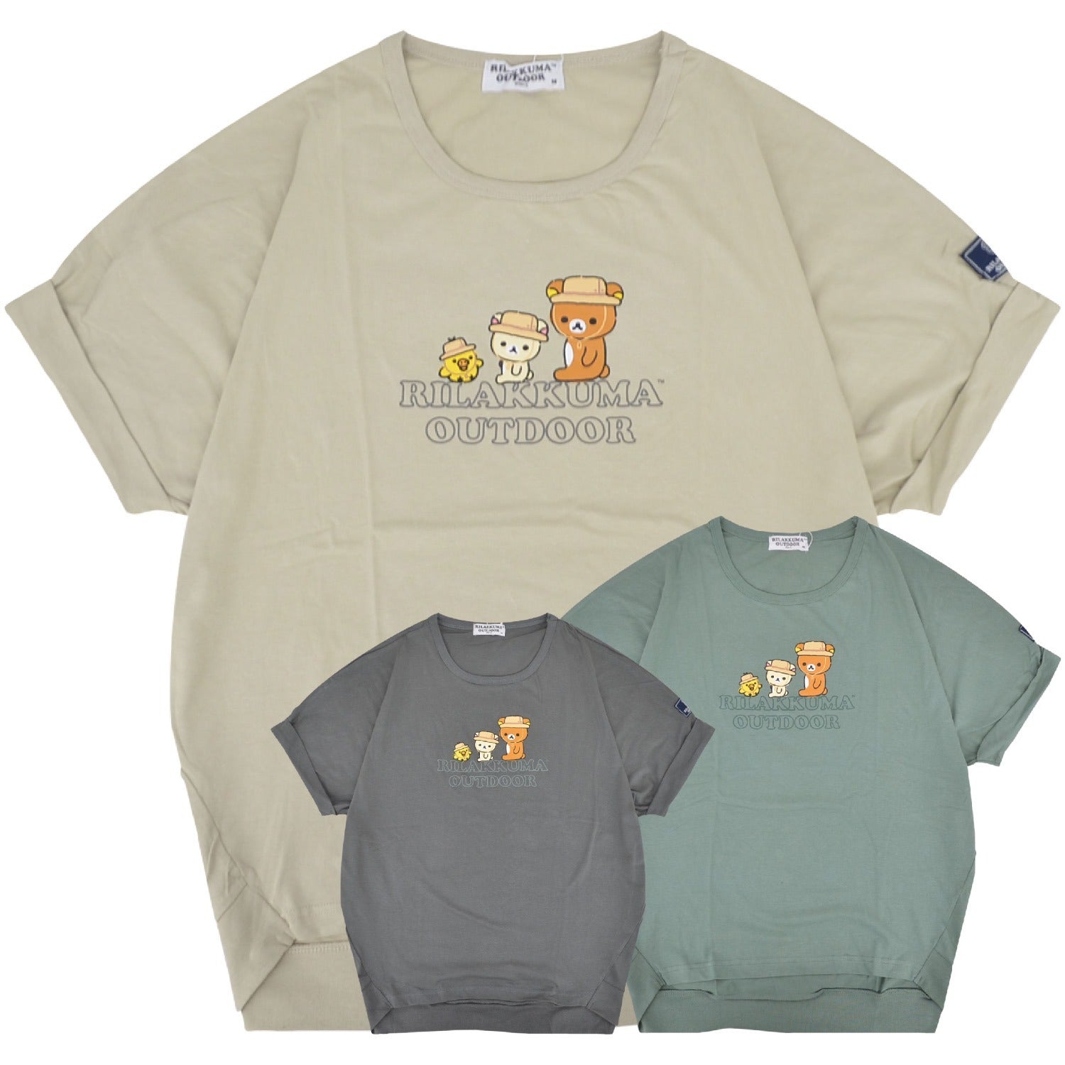 リラックマ アウトドア プリント裾 バルーン 半袖 Tシャツ 春夏 Rilakkuma San-X rk1152-171