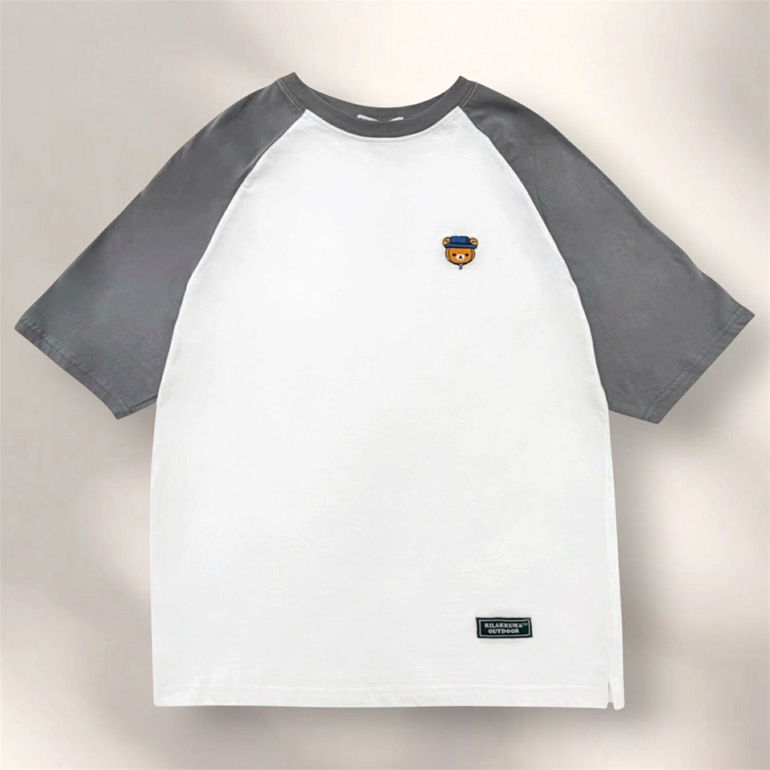 リラックマ アウトドア 袖配色 ラグラン オーバーサイズ Tシャツ 半袖 天竺 春夏トップス 刺繍 メンズ レディース サンエックス  rilakkuma SAN-X