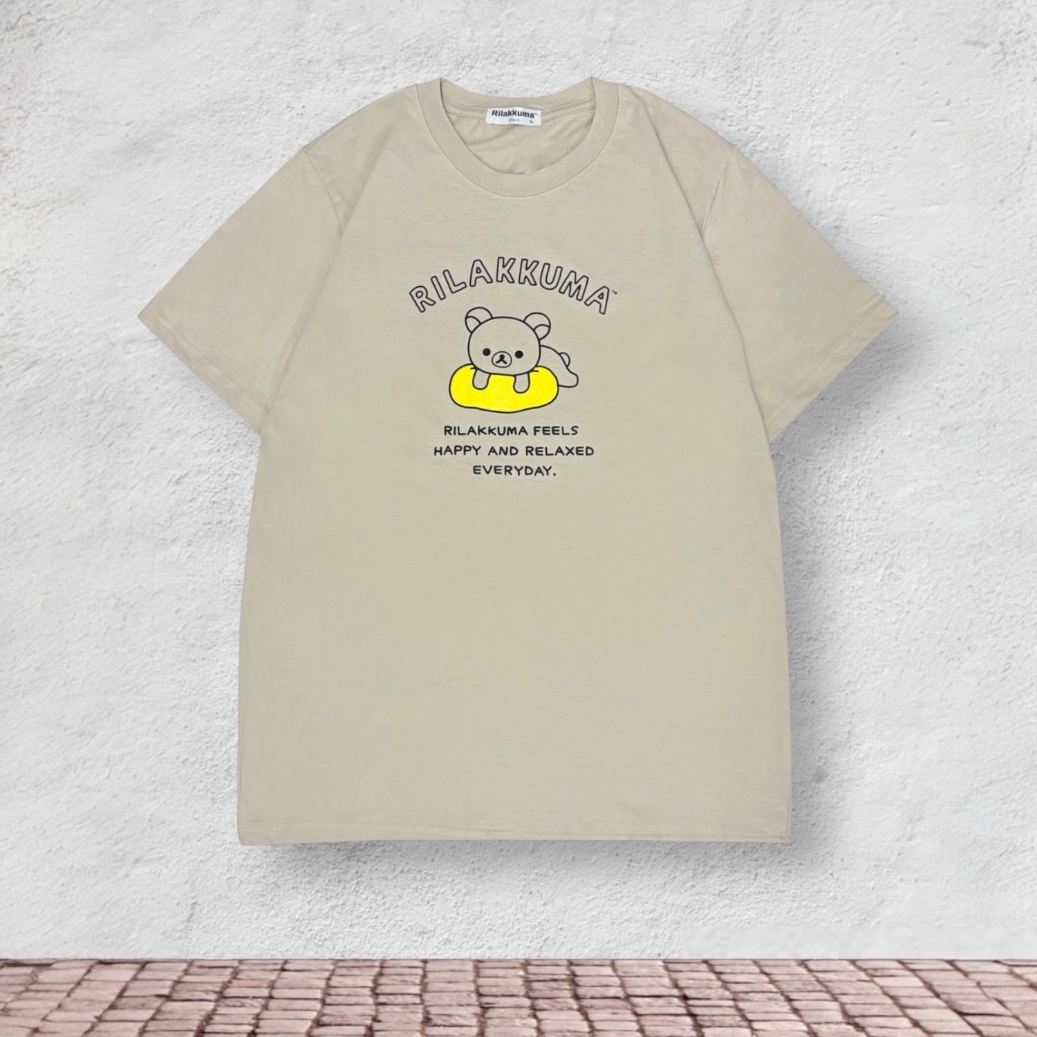 リラックマ のんびり柄 プリント 半袖 Tシャツ トップス 天竺 綿 夏 レディース メンズ rilakkuma rk1162-23