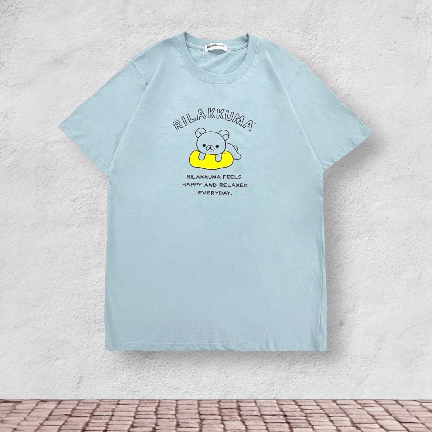 リラックマ のんびり柄 プリント 半袖 Tシャツ トップス 天竺 綿 夏 レディース メンズ rilakkuma rk1162-23