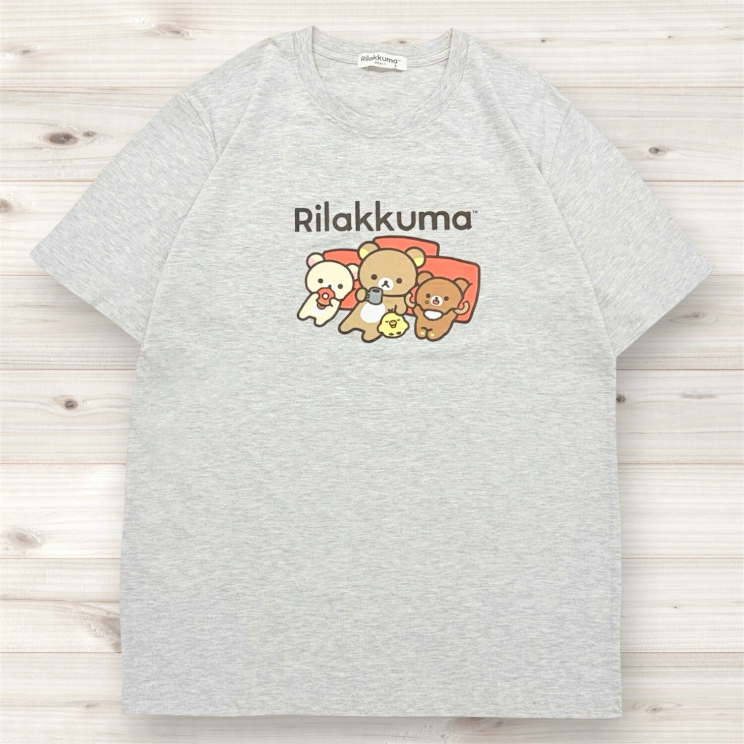 リラックマ くつろぎ柄 プリント 半袖 Tシャツ トップス 天竺 夏 レディース メンズ rilakkuma rk1162-24