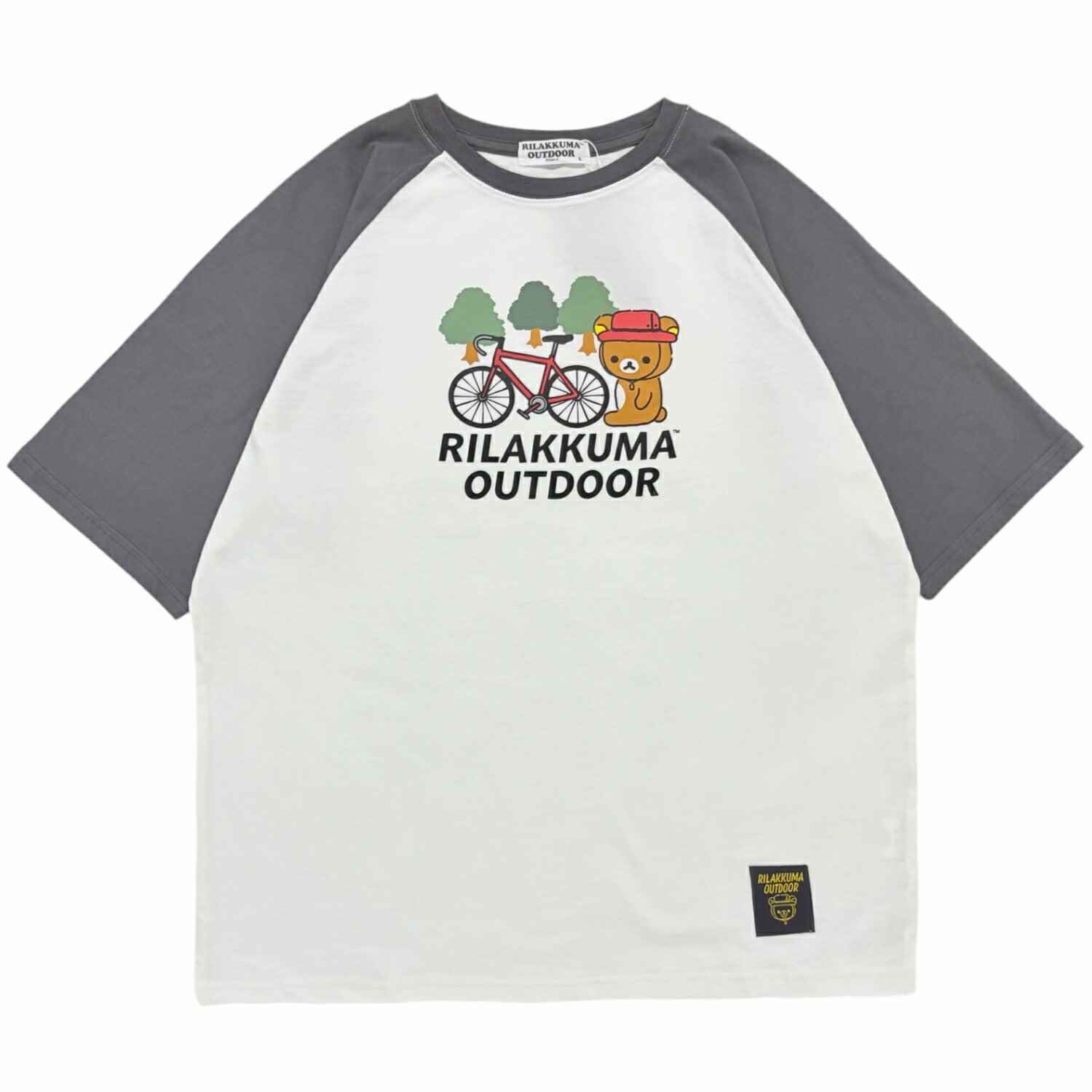 リラックマ アウトドア ラグラン 袖配色 オーバーサイズ 半袖 プリント Tシャツ トップス メンズ レディース 春 夏 rilakkuma rk1162-25