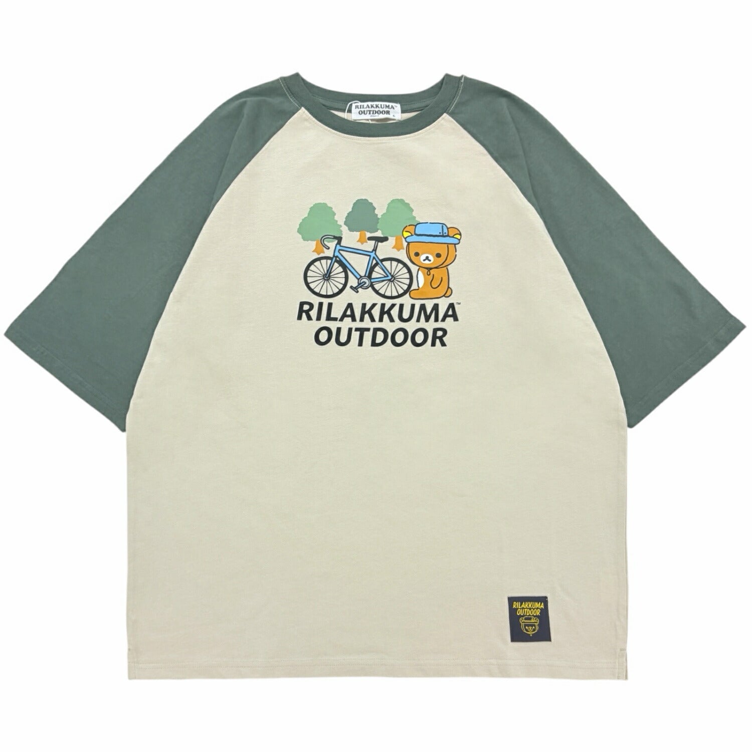 リラックマ アウトドア ラグラン 袖配色 オーバーサイズ 半袖 プリント Tシャツ トップス メンズ レディース 春 夏 rilakkuma rk1162-25
