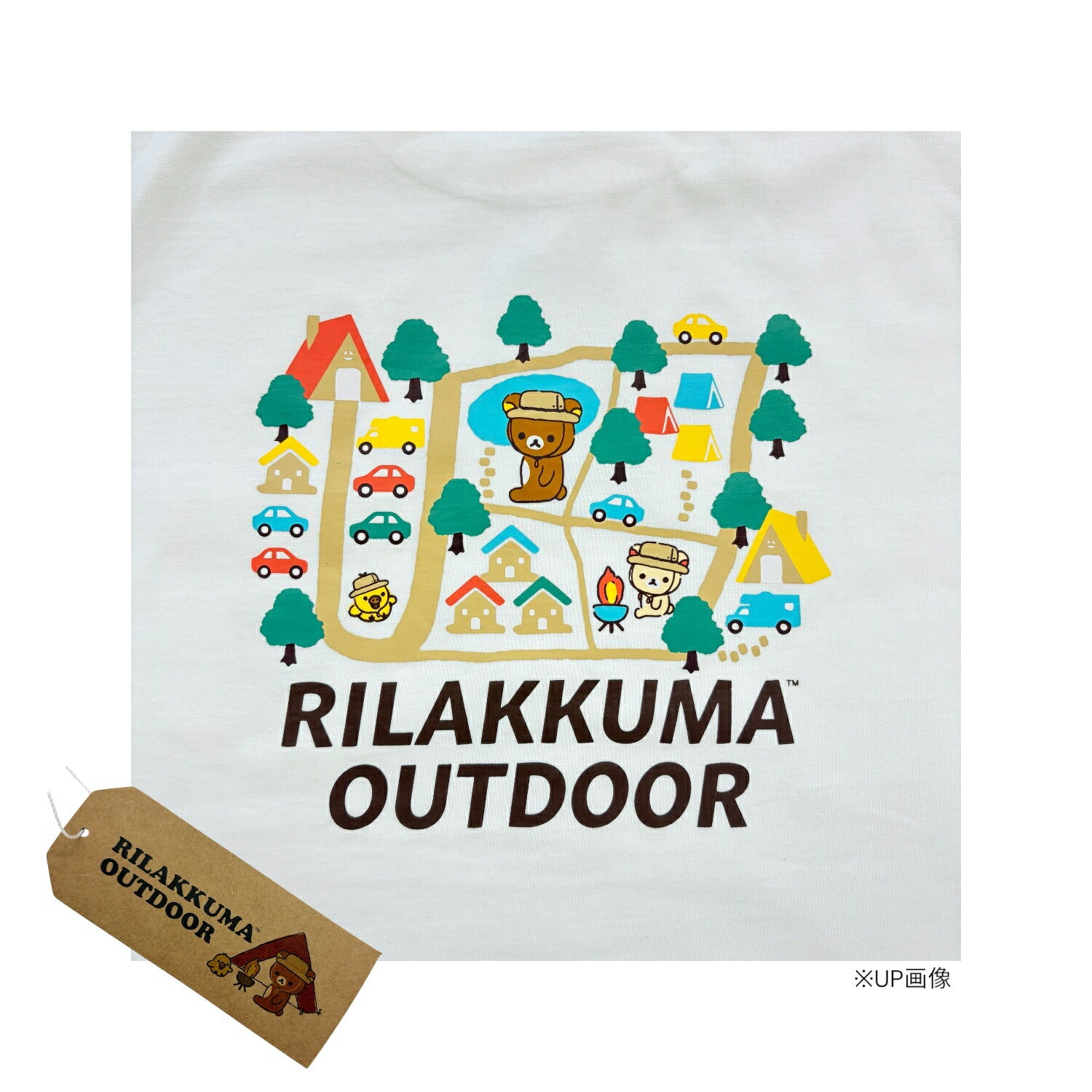 リラックマアウトドア ポケット付き 刺繍 オーバーサイズ バックプリント 半袖 Tシャツ トップス 天竺 綿 夏 レディース メンズ rilakkuma rk1162-27