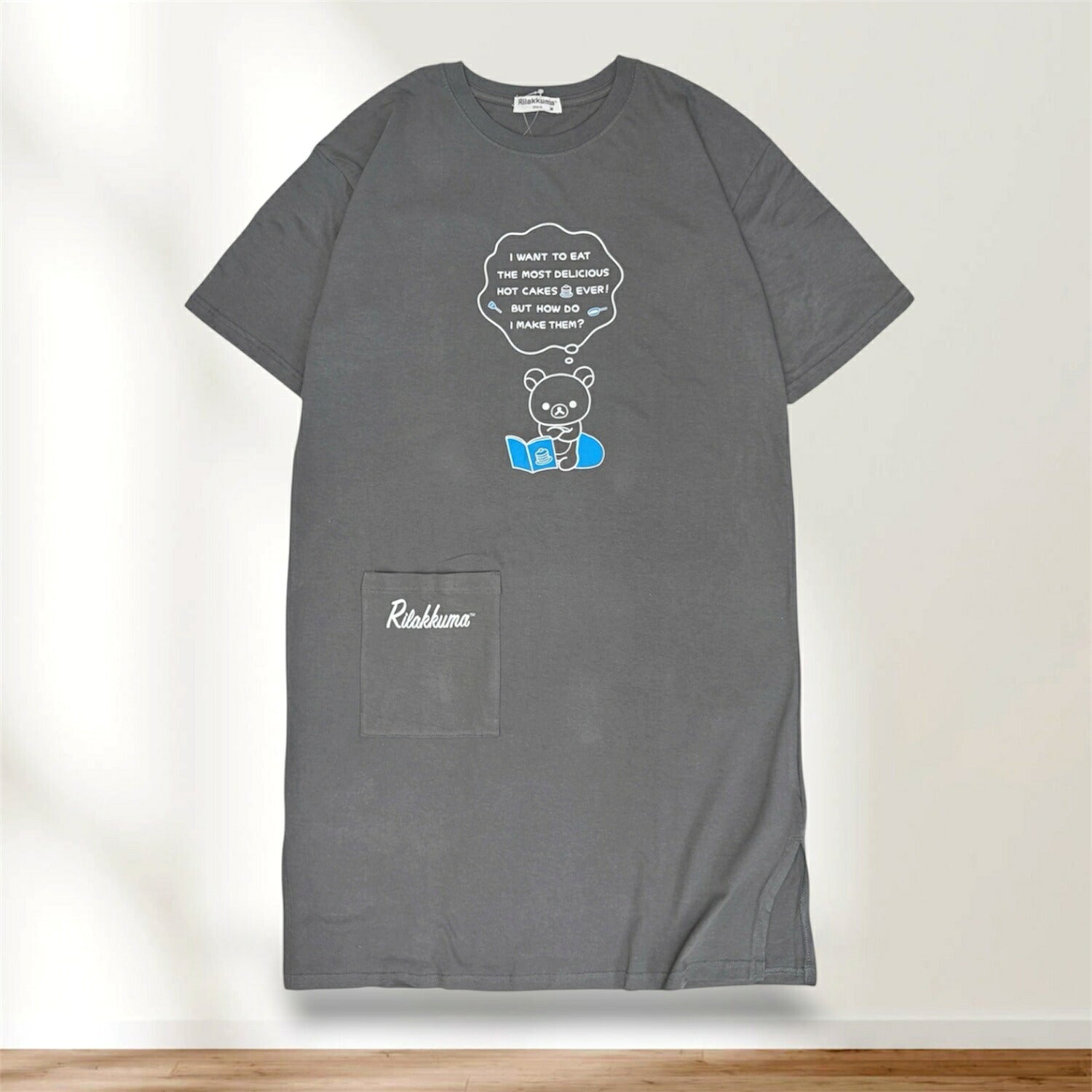リラックマ プリント お悩み柄 集合柄 半袖 ワンピース 天竺 BIG Tシャツ 春 夏 ポケット付  サンエックス rilakkuma SAN-X rk1752-167
