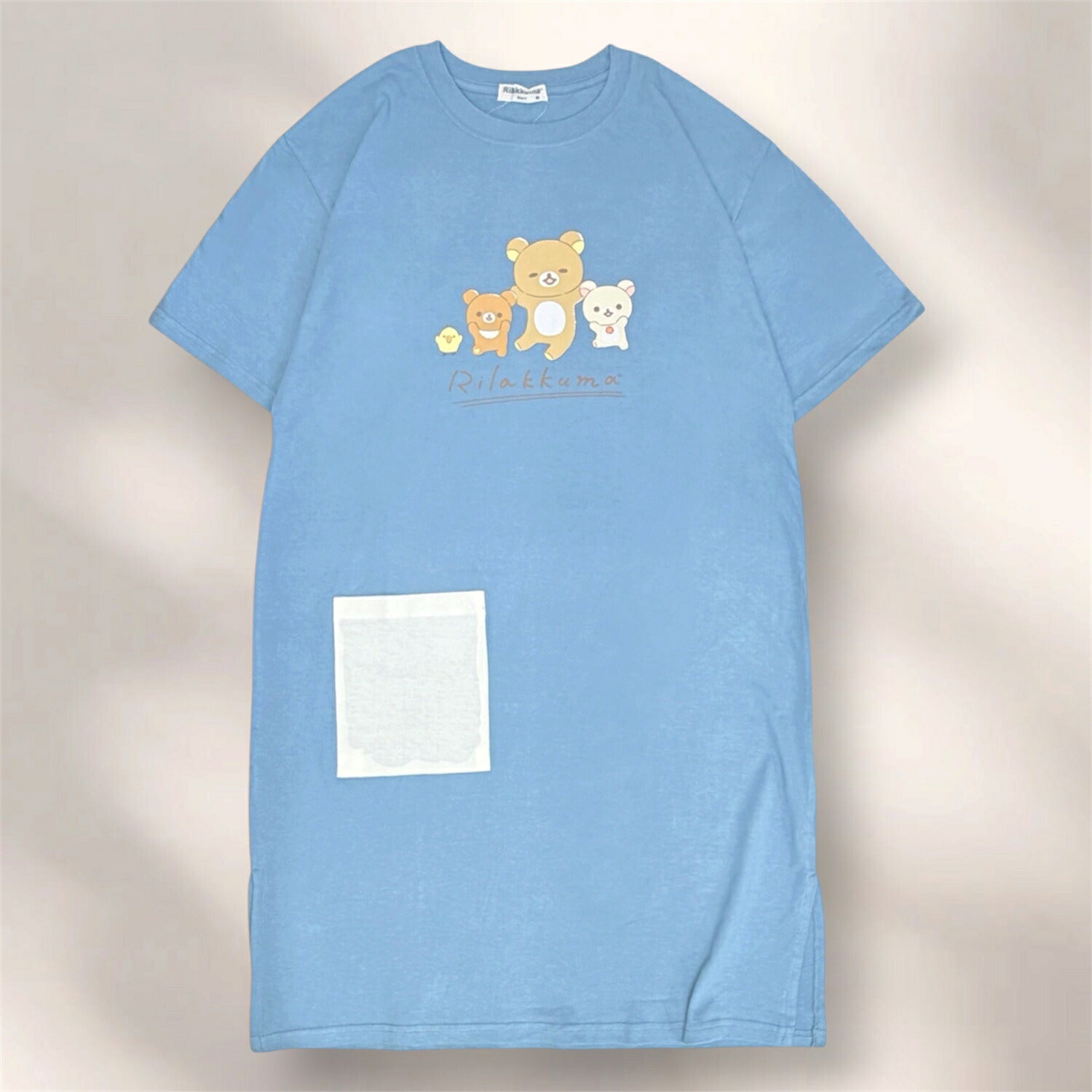 リラックマ プリント お悩み柄 集合柄 半袖 ワンピース 天竺 BIG Tシャツ 春 夏 ポケット付  サンエックス rilakkuma SAN-X rk1752-167
