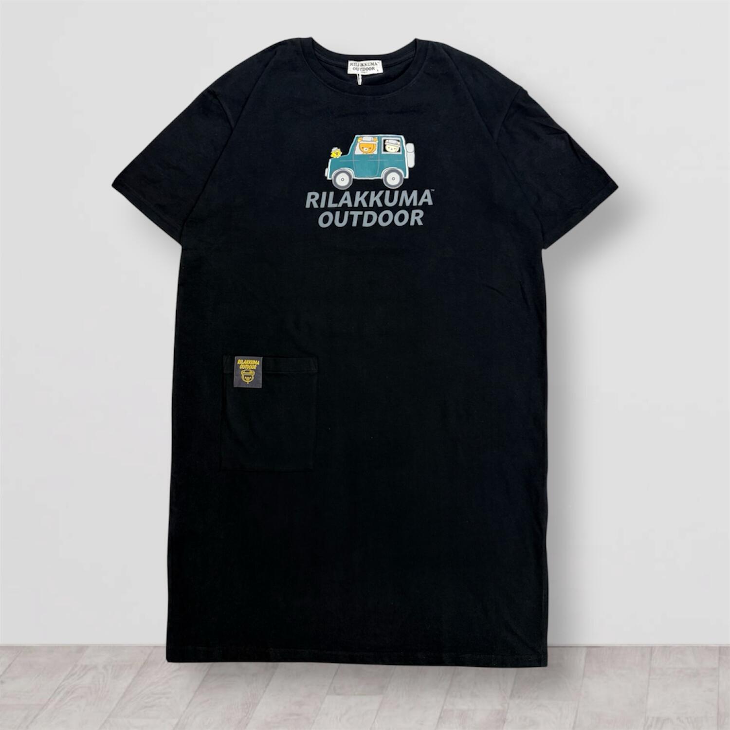 リラックマ アウトドア 天竺 スーパーBIG Ｔシャツ 半袖 ポケット付き ワンピース くつろぎ着 ワンマイルウェア メンズ レディース rilakkuma rk1762-31